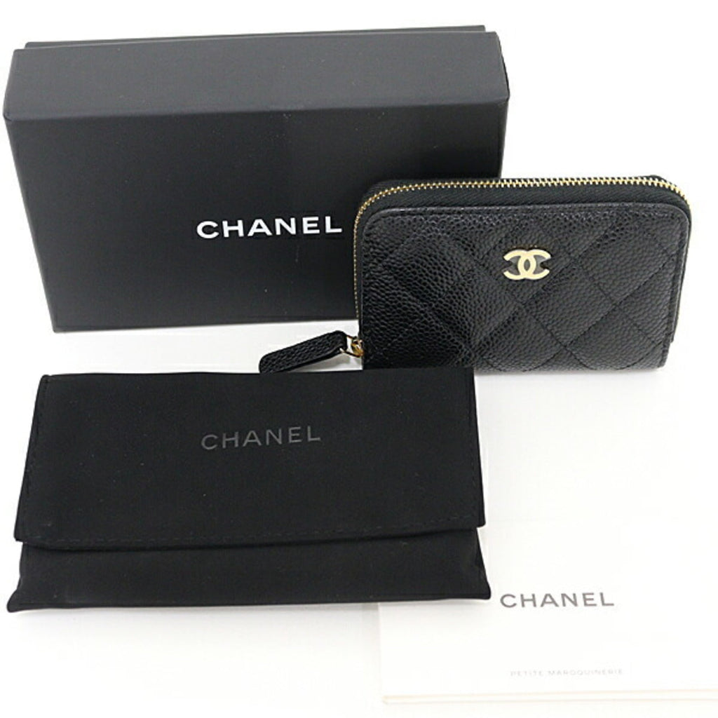 Chanel Black Leather Coin Purse/Coin Case (Pre-Owned)