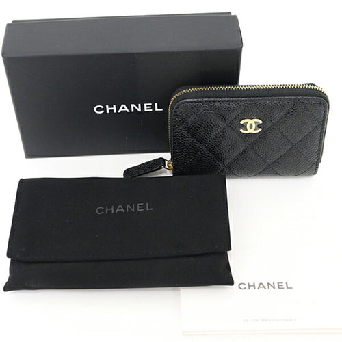 Chanel Black Leather Coin Purse/Coin Case (Pre-Owned)