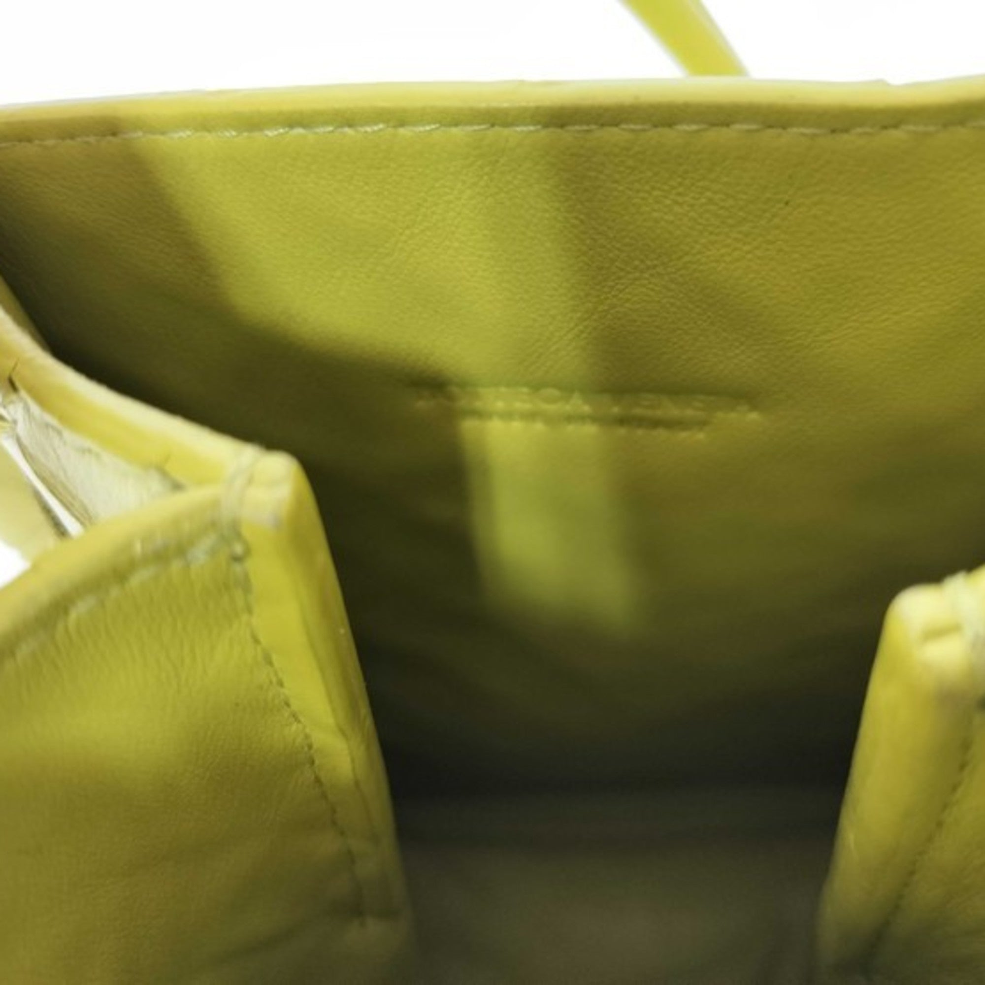 Bottega Veneta Intrecciato Green Yellow Leather Handbag Shoulder Bag Tote Bag (Pre-Owned)