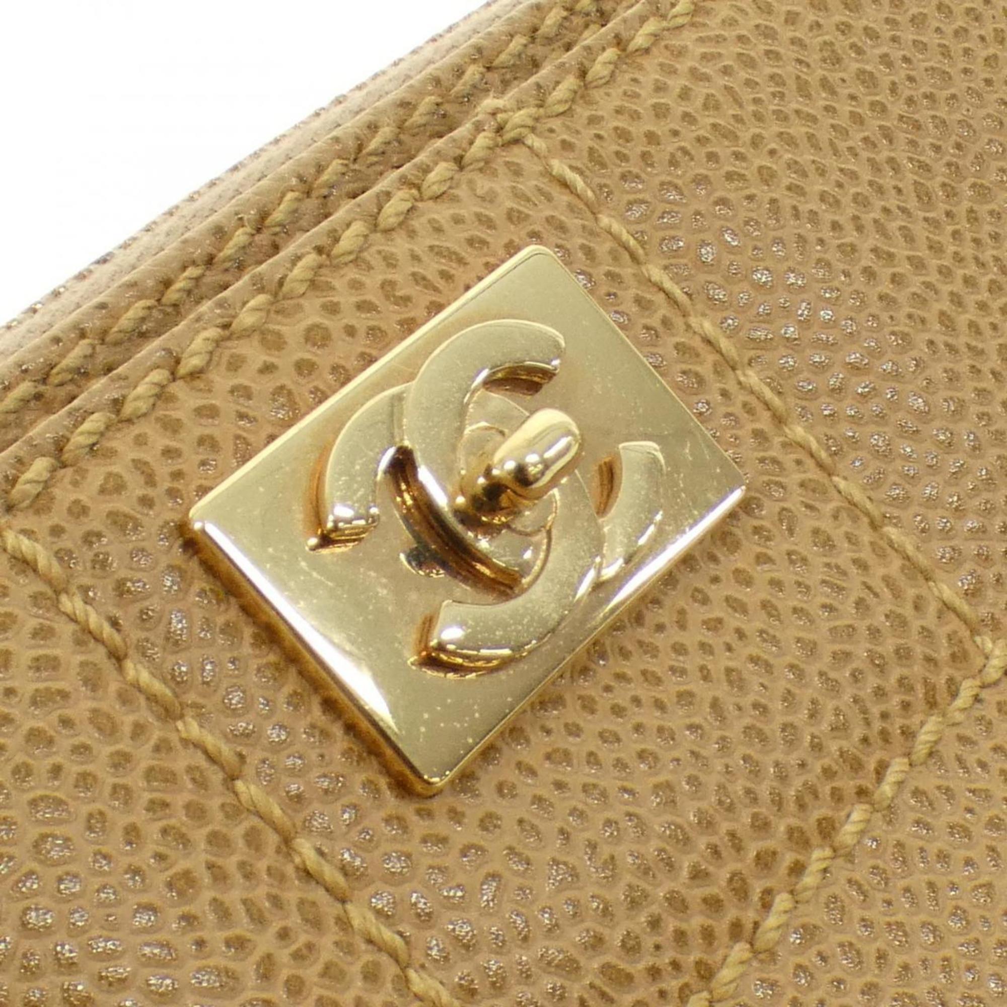 Chanel Beige Grained Calfskin Shoulder Bag (Pre-Owned)