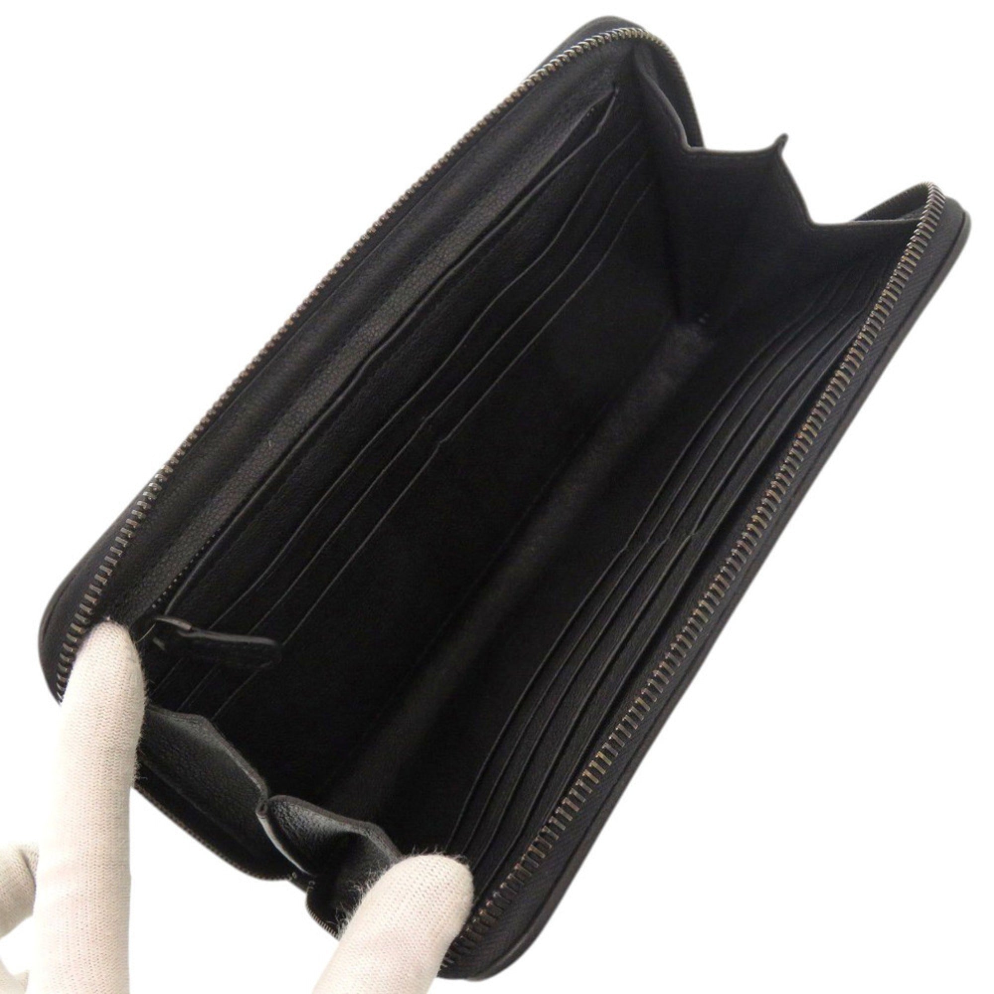 Bottega Veneta Black Leather Long Wallet (Bi-Fold) (Pre-Owned)