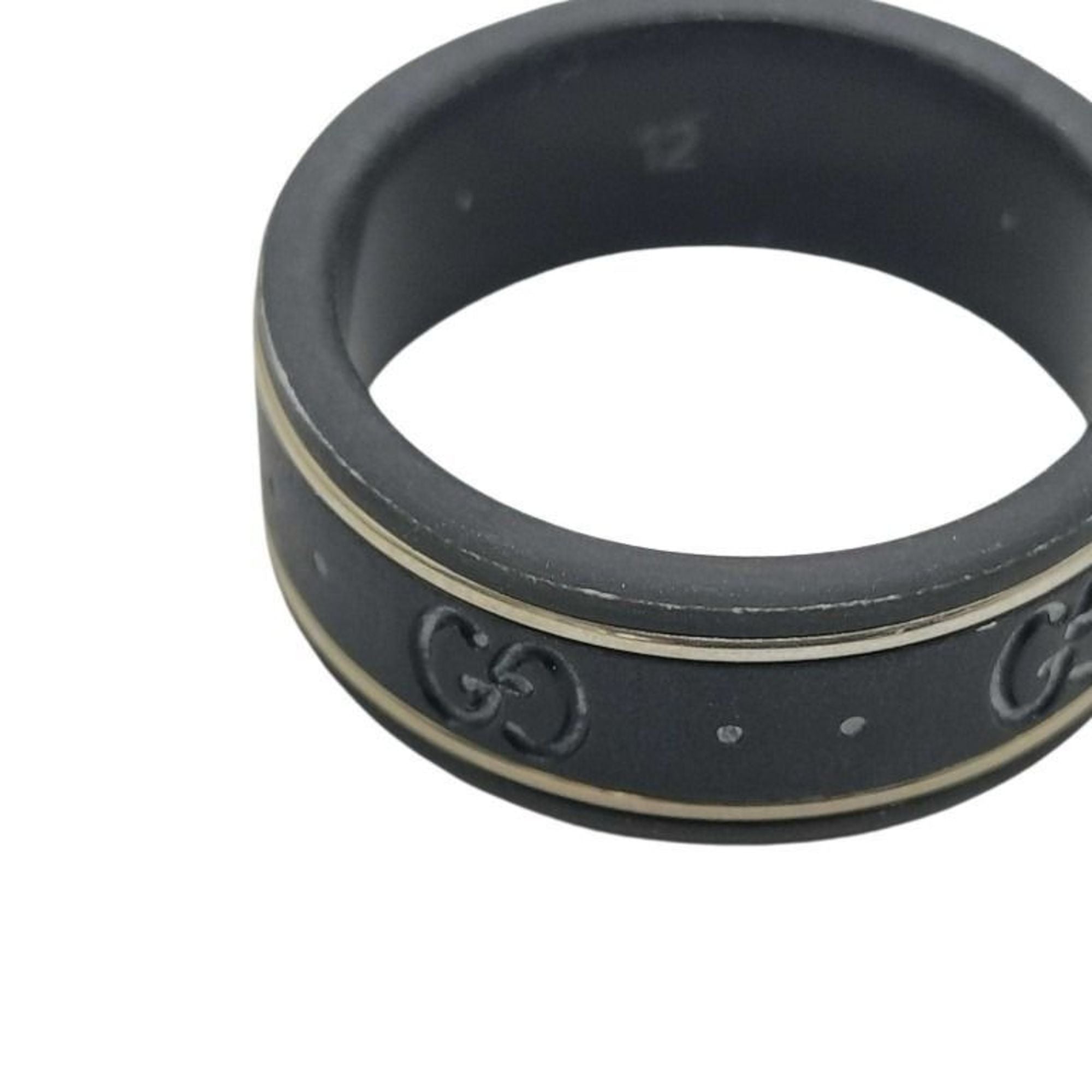 Gucci Icon Gold Black Ceramic Band Ring (Pre-Owned)
