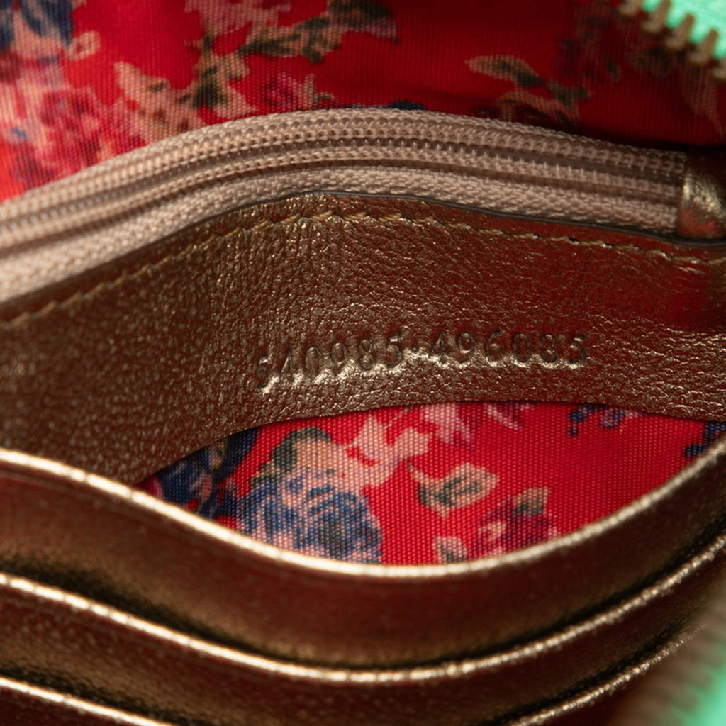 Gucci Gold Green Red Color Leather Clutch Bag (Pre-Owned)