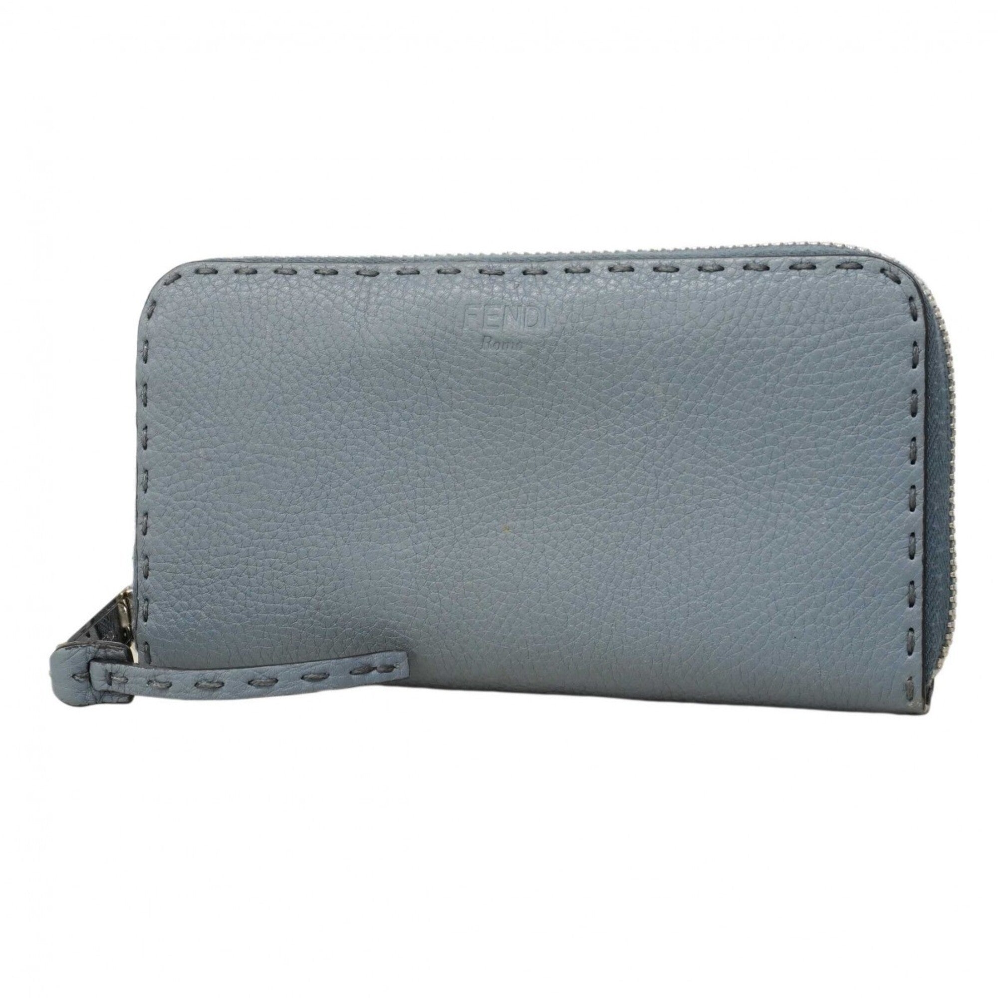 Fendi Blue Leather Long Wallet (Bi-Fold) (Pre-Owned)