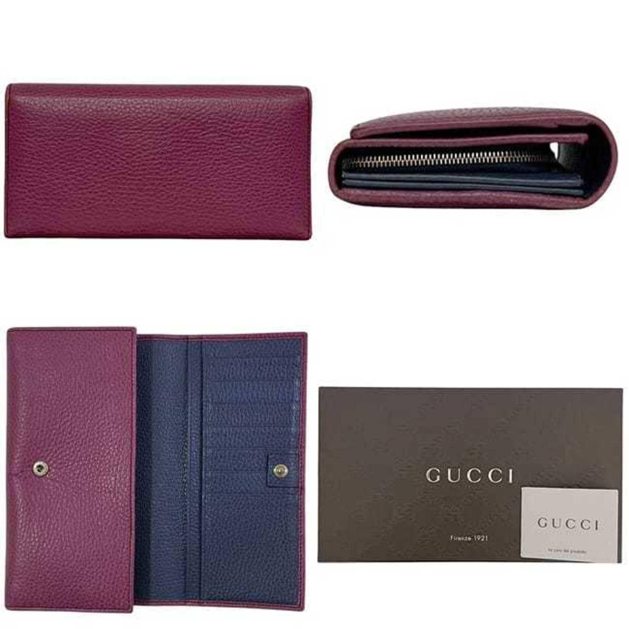 Gucci Purple Leather Long Wallet (Bi-Fold) (Pre-Owned)