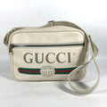 Gucci White Leather Messenger Bag Shoulder Bag (Pre-Owned)