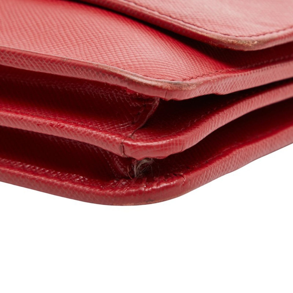 Prada Red Color Leather Shoulder Bag (Pre-Owned)