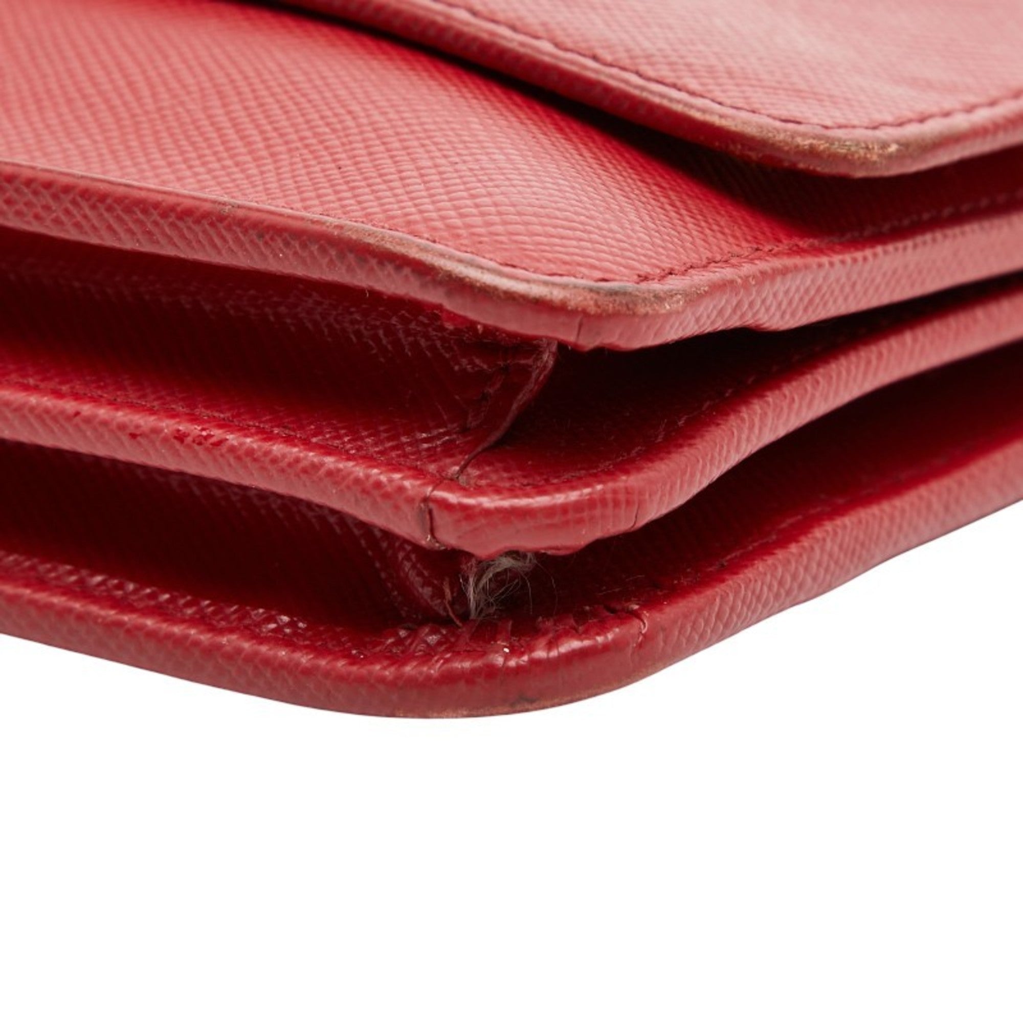 Prada Red Color Leather Shoulder Bag (Pre-Owned)