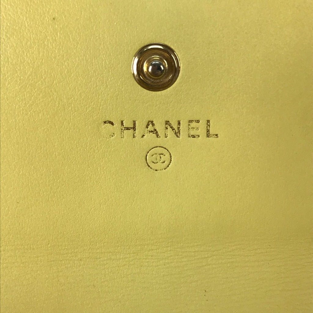 Chanel Yellow Leather Long Wallet (Bi-Fold) (Pre-Owned)