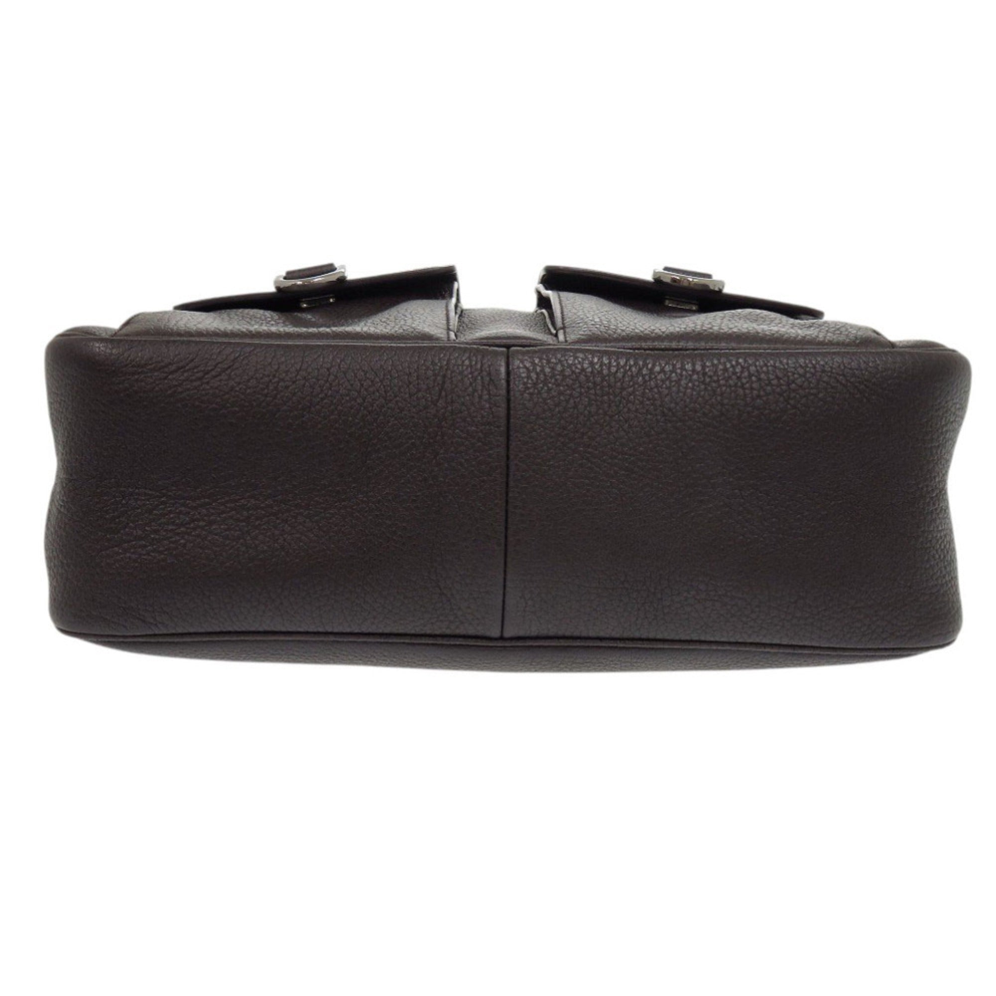 Gucci Dark Brown Leather Handbag Shoulder Bag (Pre-Owned)