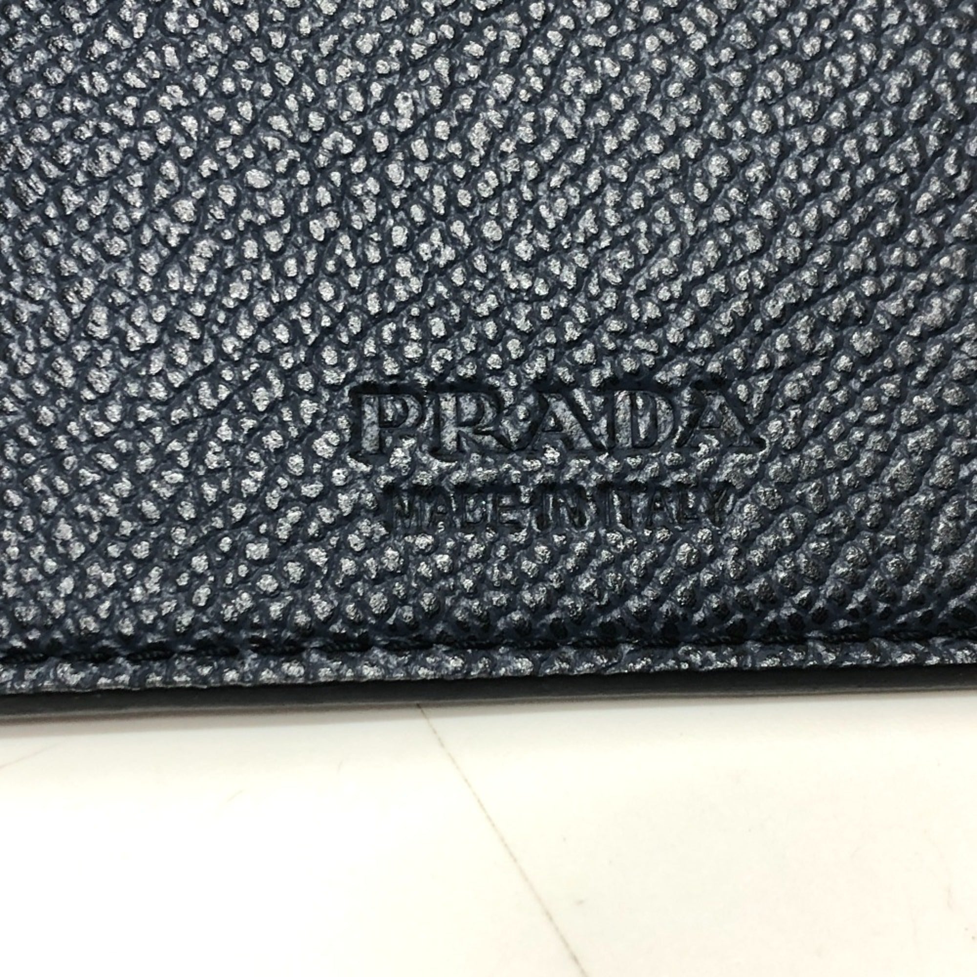 Prada Blue Leather Long Wallet (Bi-Fold) (Pre-Owned)