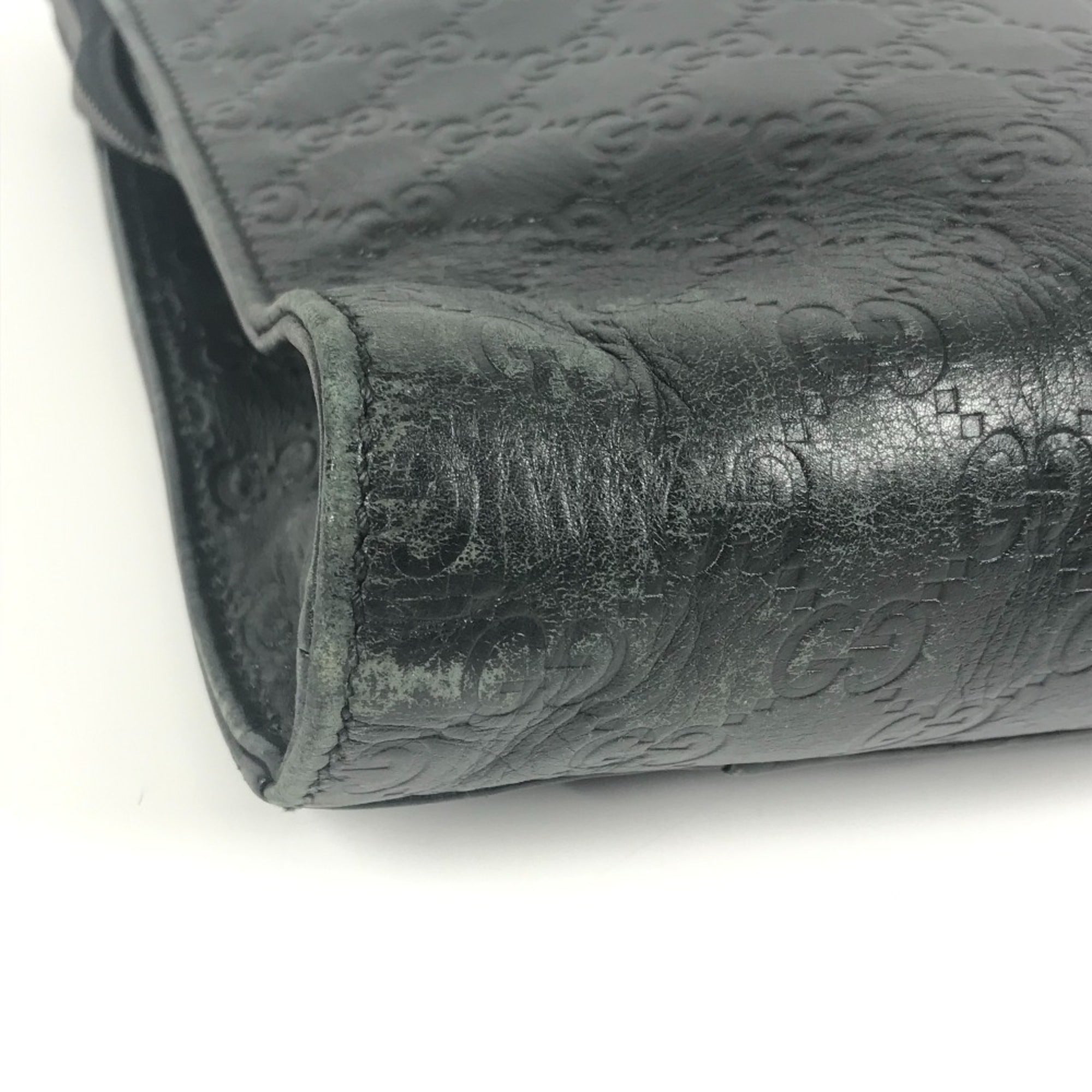 Gucci Black Gg Leather Briefcase Handbag Tote Bag (Pre-Owned)