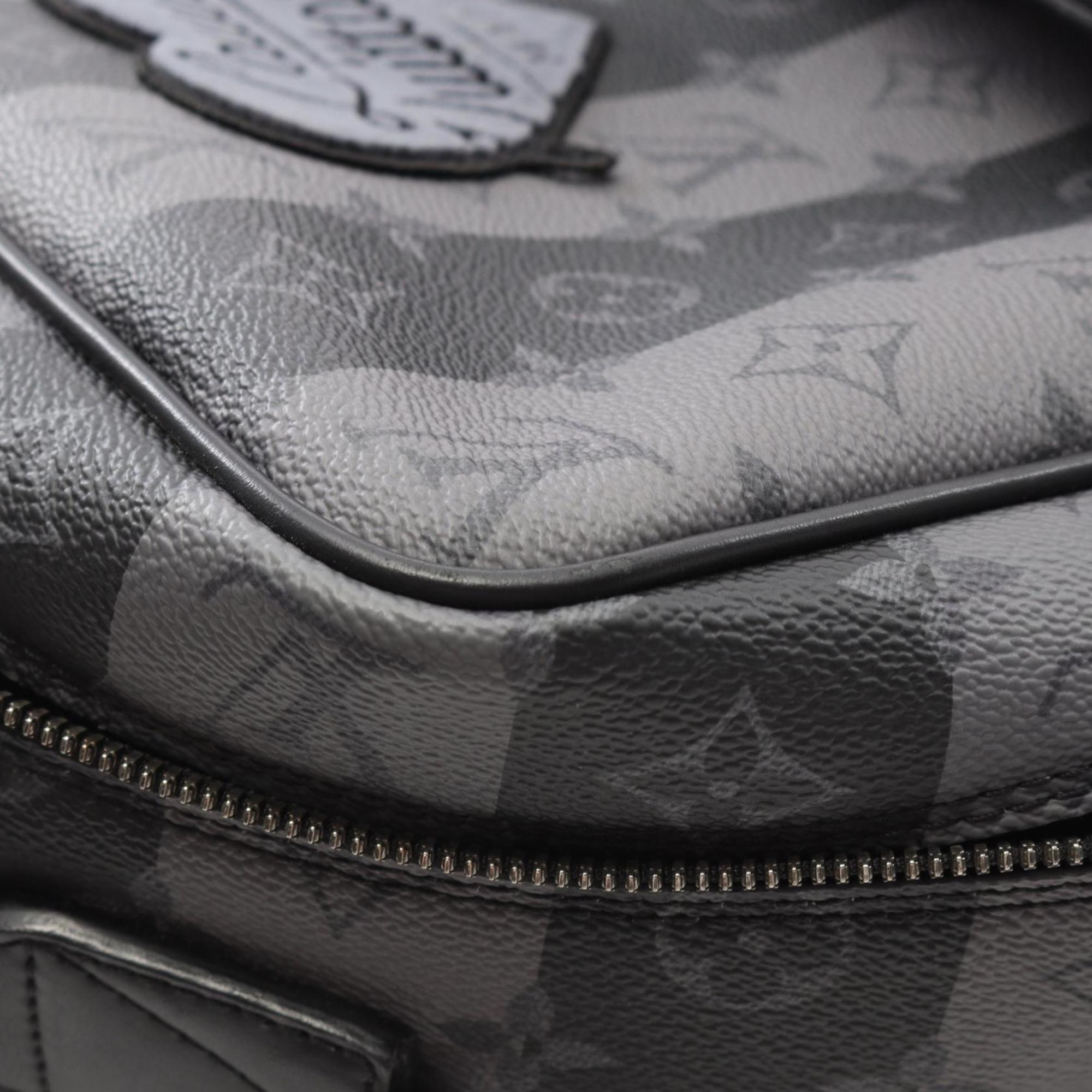 Louis Vuitton Black Gray Coated Canvas Backpack (Pre-Owned)