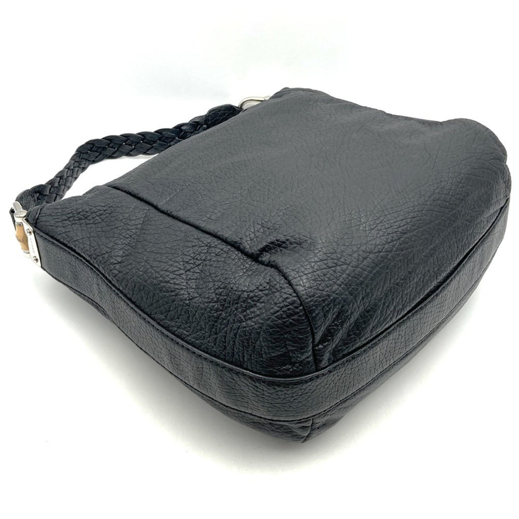 Gucci Black Bamboo Leather Handbag Shoulder Bag (Pre-Owned)