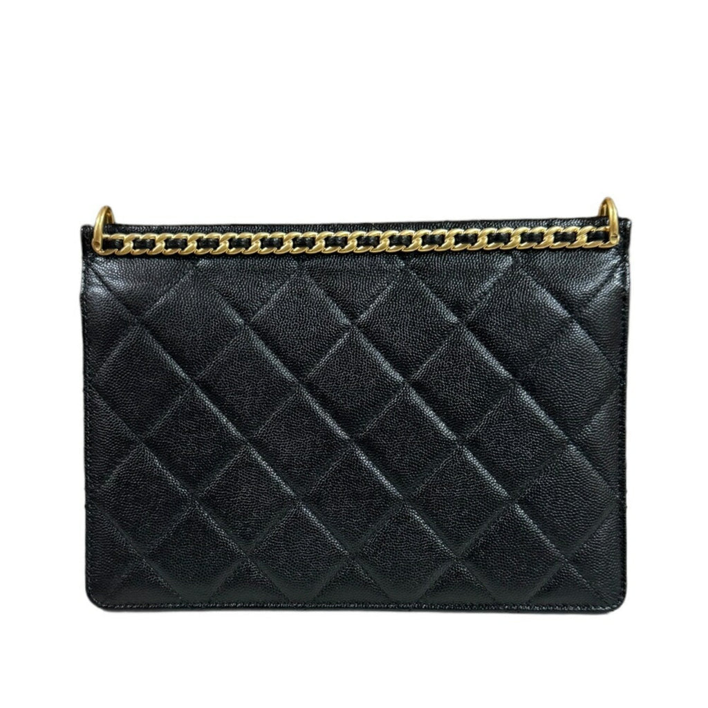 Chanel Black Caviar Leather Shoulder Bag (Pre-Owned)
