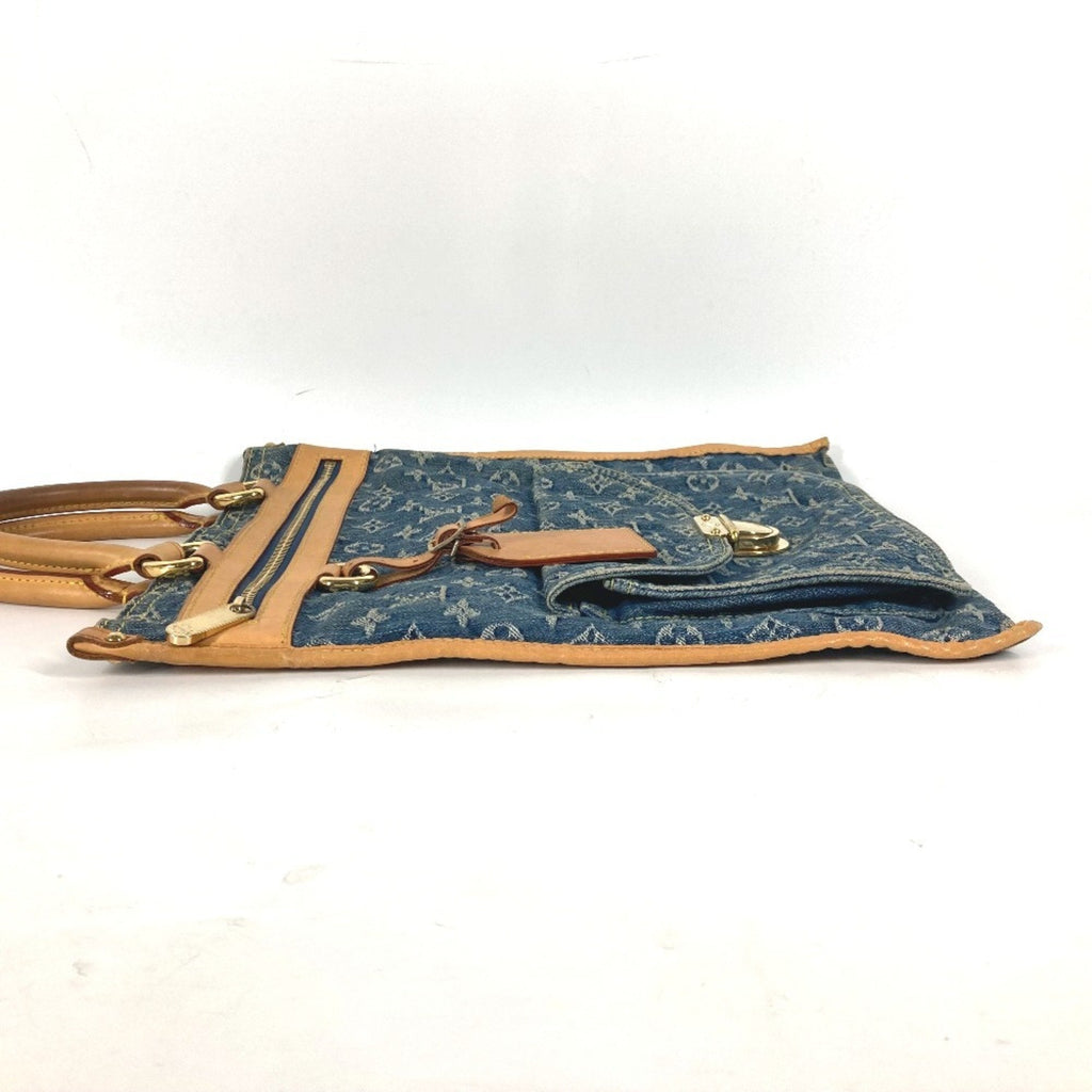 Louis Vuitton Blue Yellow Monogram Denim Shoulder Bag Tote Bag (Pre-Owned)