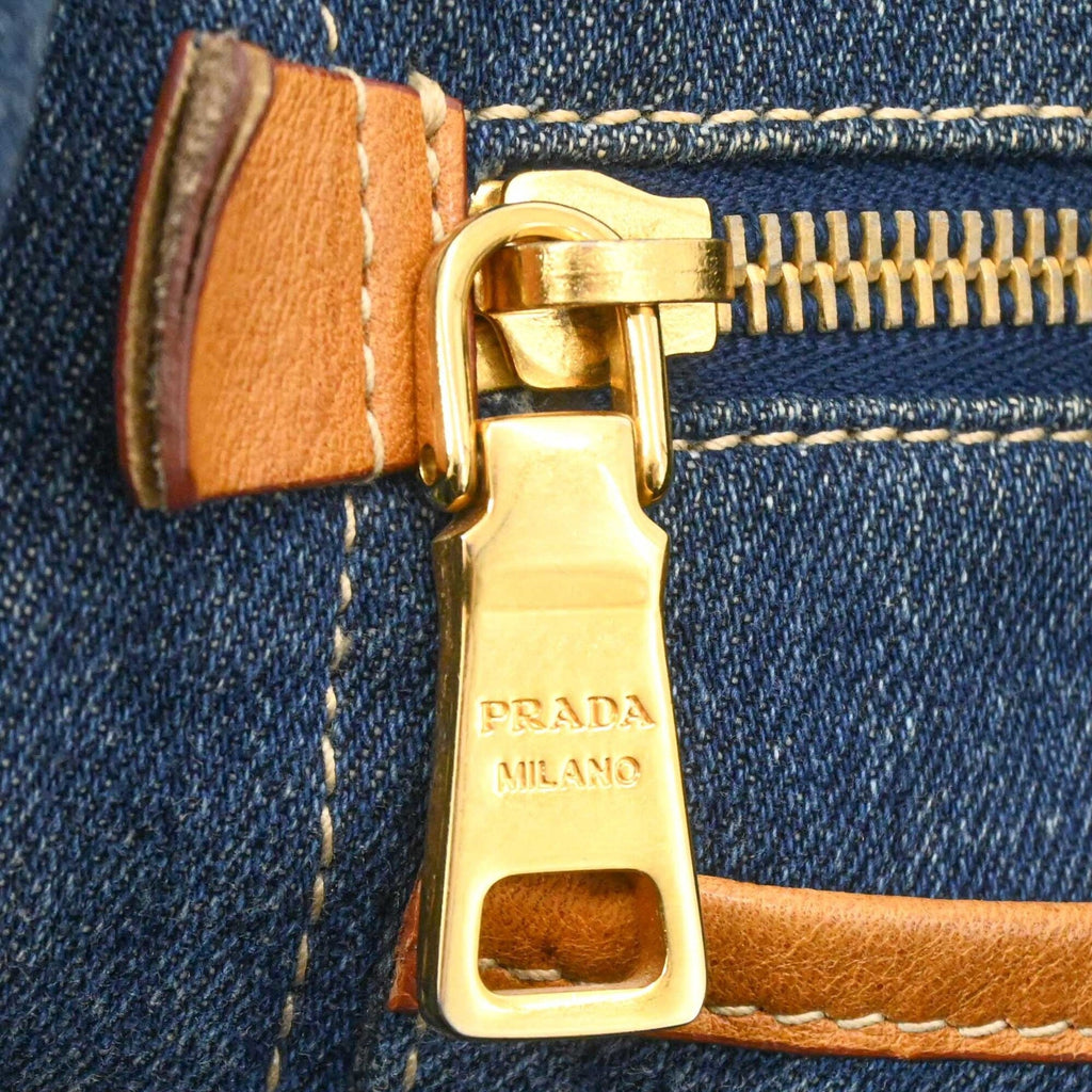 Prada Blue Denim Handbag Shoulder Bag Tote Bag (Pre-Owned)