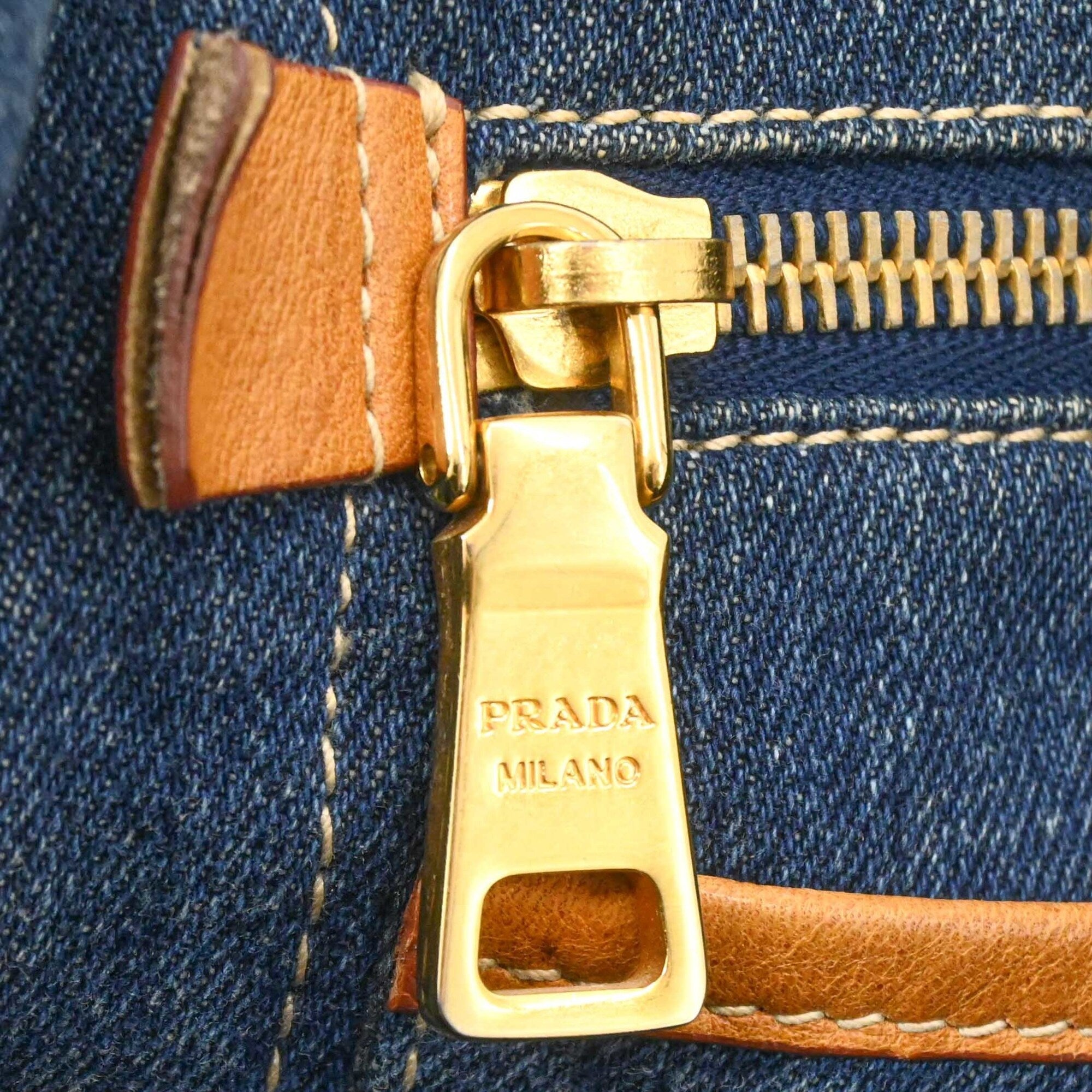 Prada Blue Denim Handbag Shoulder Bag Tote Bag (Pre-Owned)