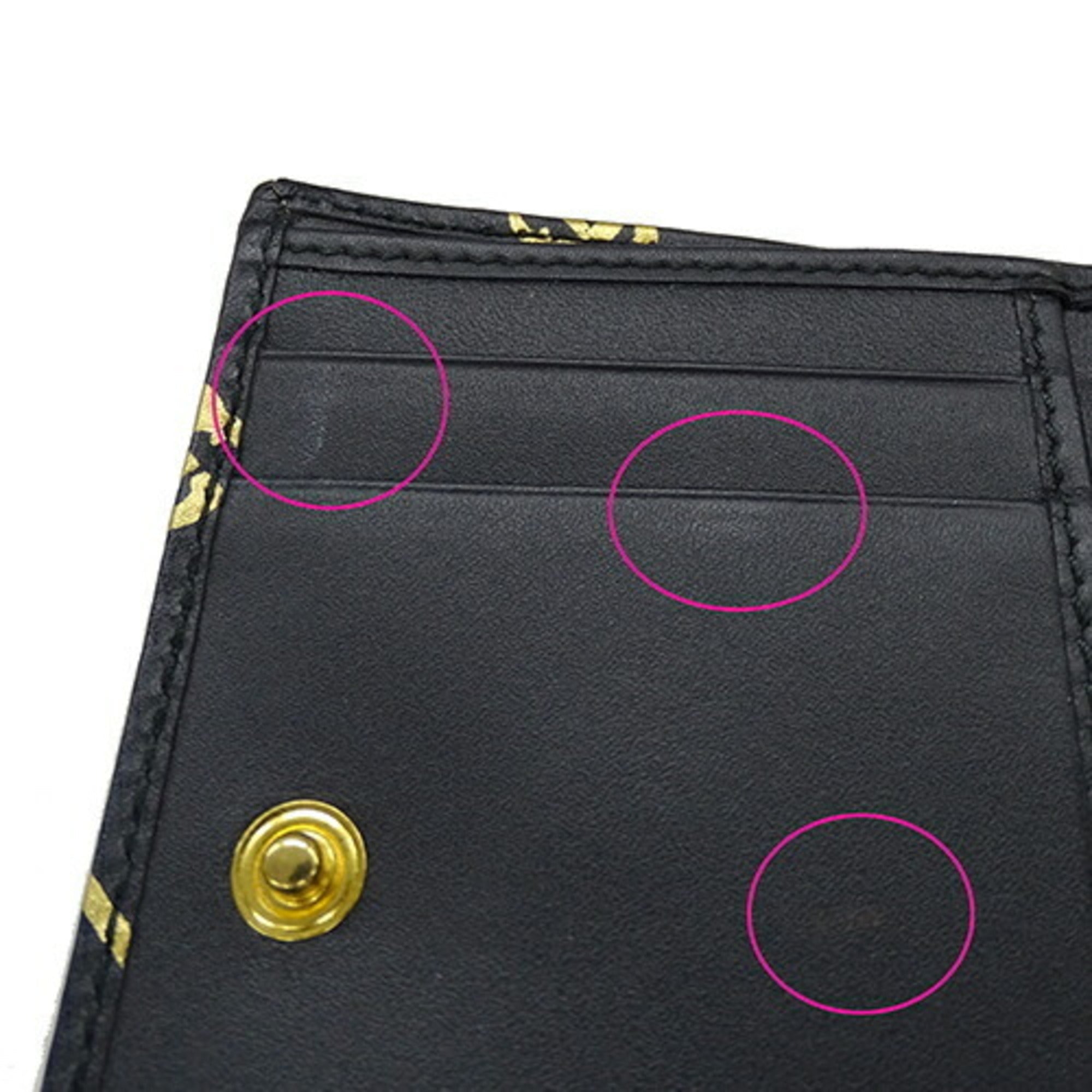 Gucci Gold Black Leather Wallet (Tri-Fold) (Pre-Owned)