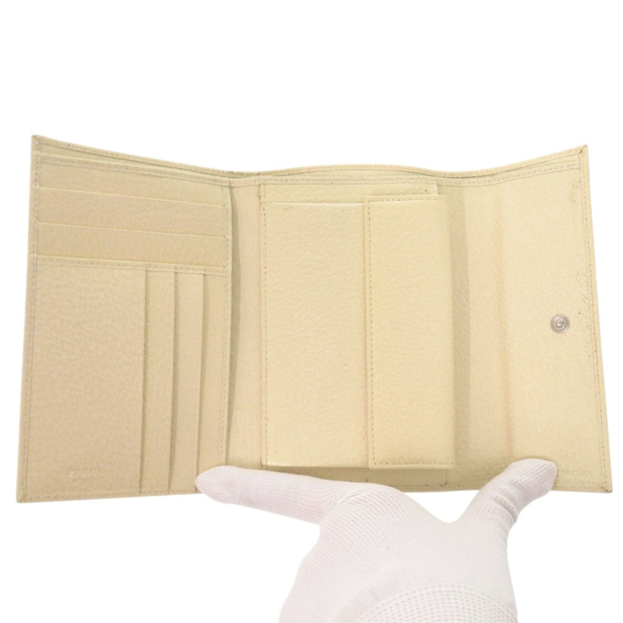 Prada Beige Leather Wallet (Tri-Fold) (Pre-Owned)