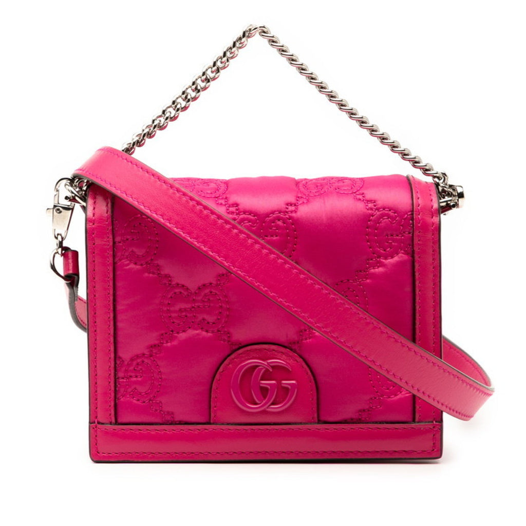 Gucci Pink Nylon Leather Handbag Shoulder Bag (Pre-Owned)