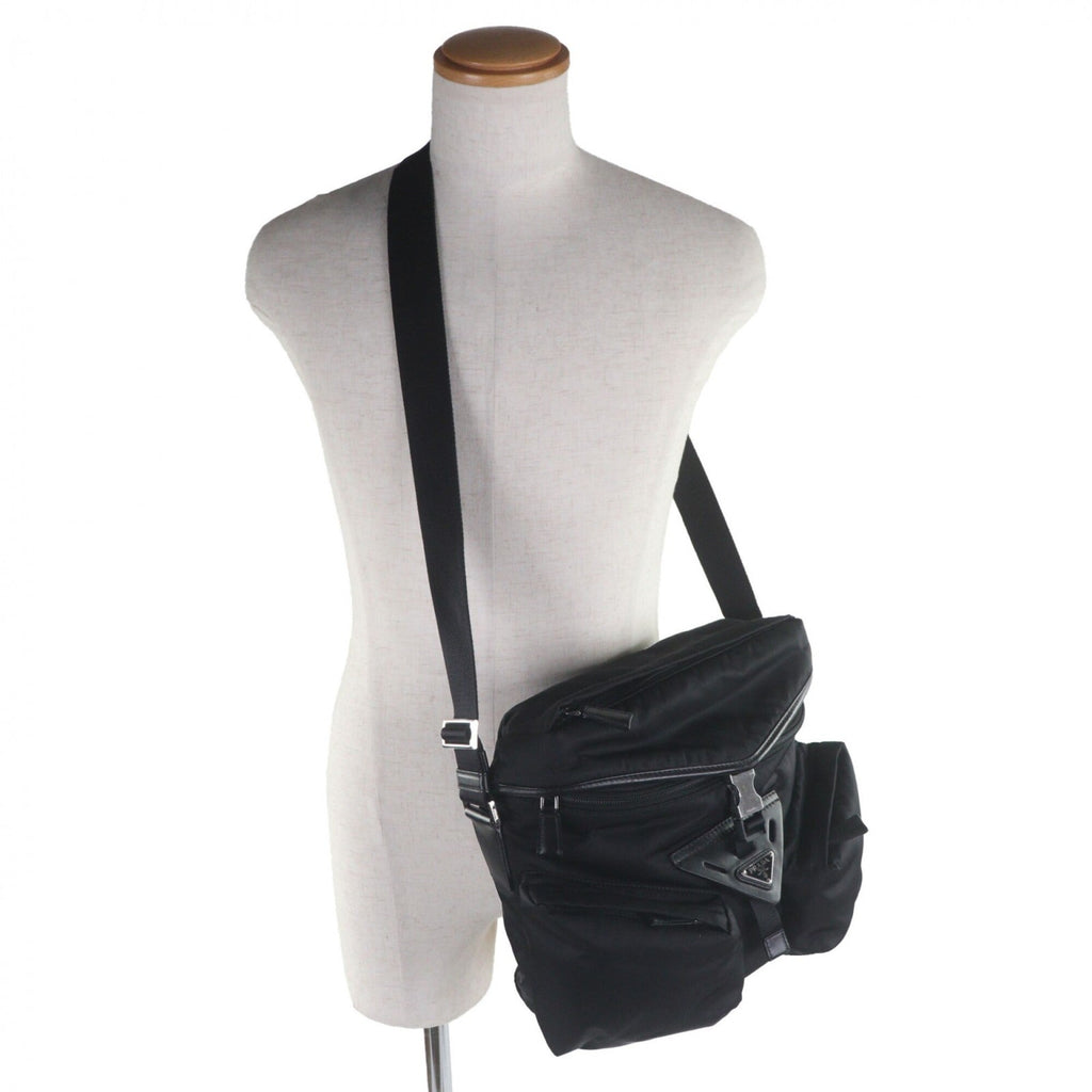 Prada Black Nylon Leather Shoulder Bag (Pre-Owned)