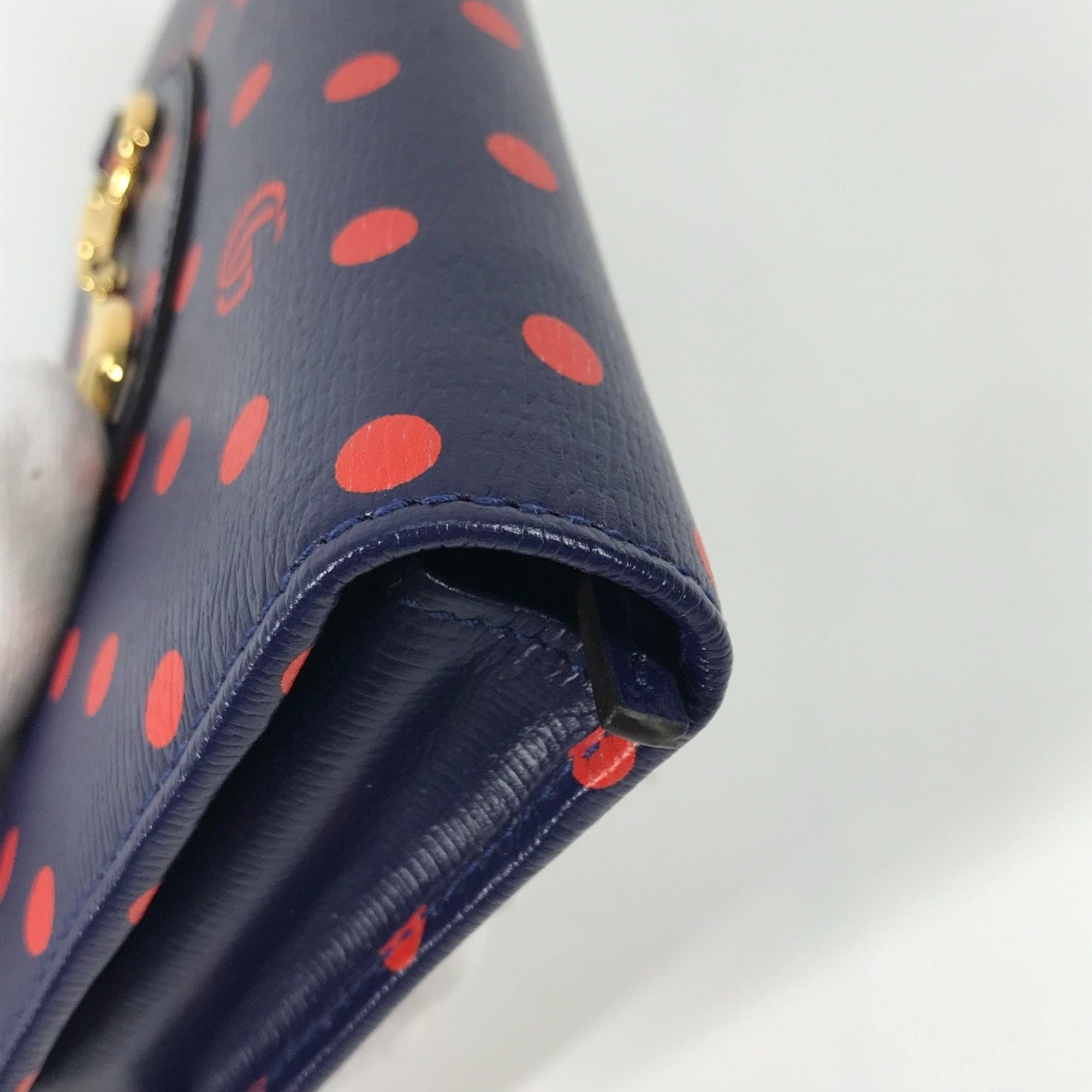 Gucci Navy Leather Long Wallet (Bi-Fold) (Pre-Owned)