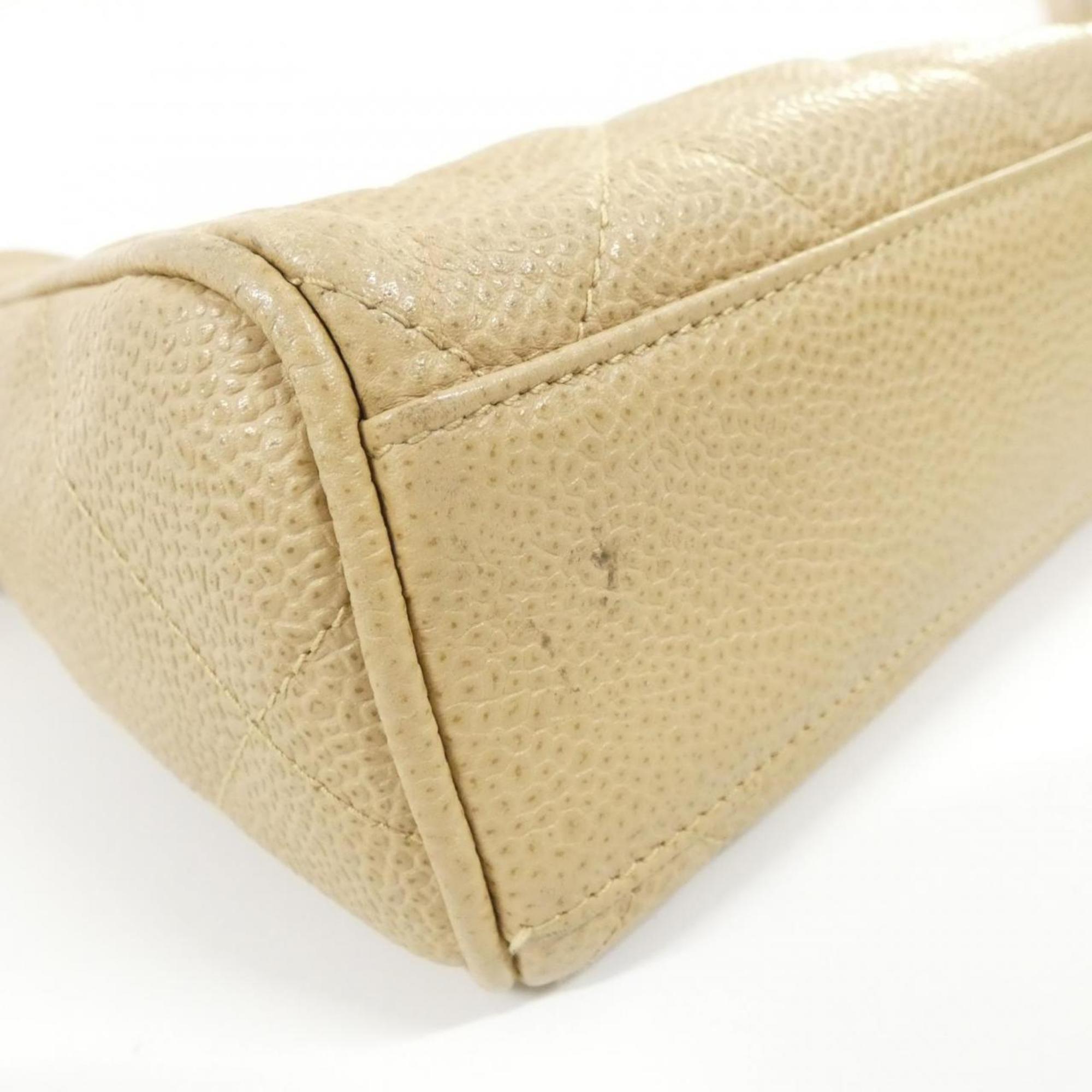 Chanel Beige Grained Calfskin Shoulder Bag (Pre-Owned)