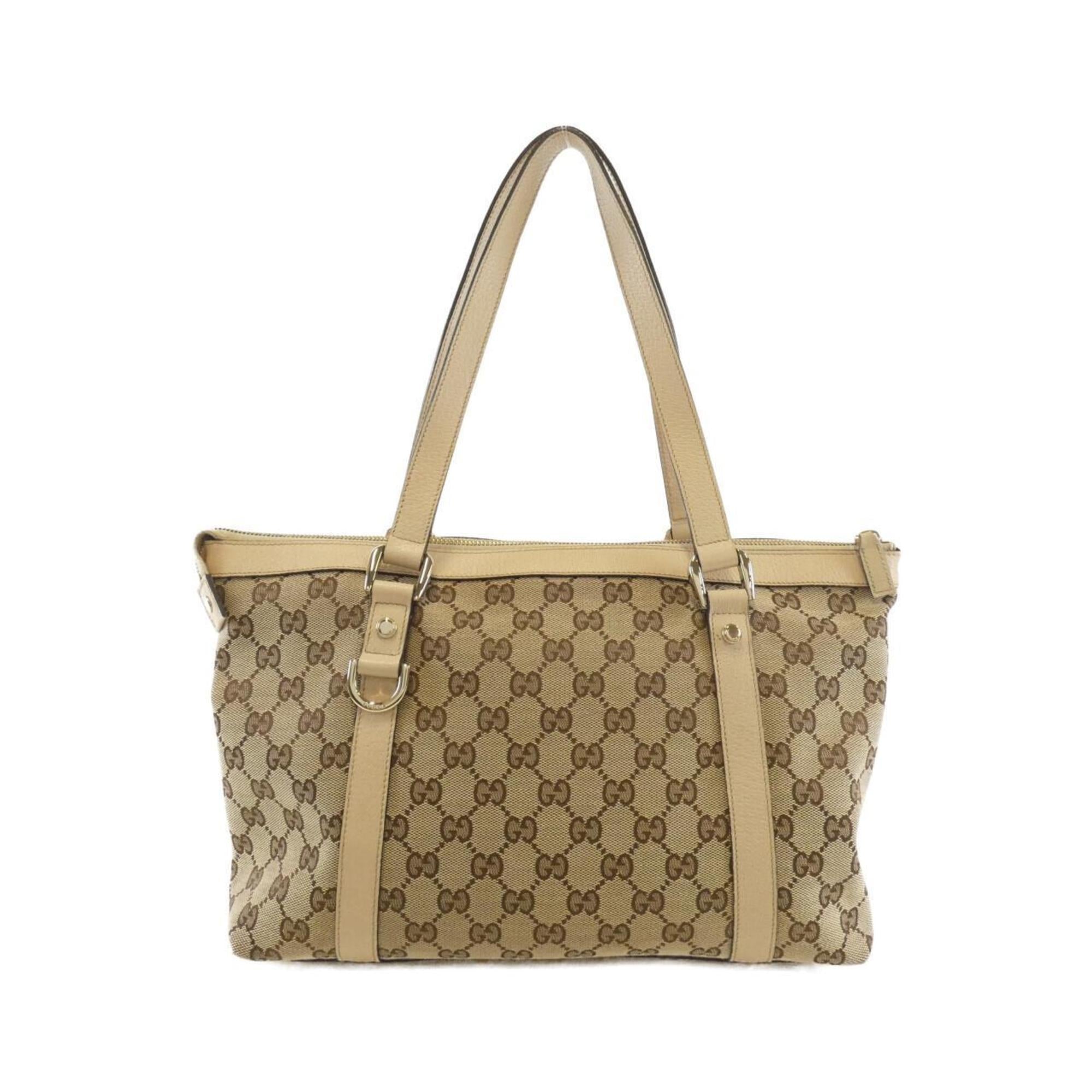 Gucci Beige Gg Canvas Handbag (Pre-Owned)
