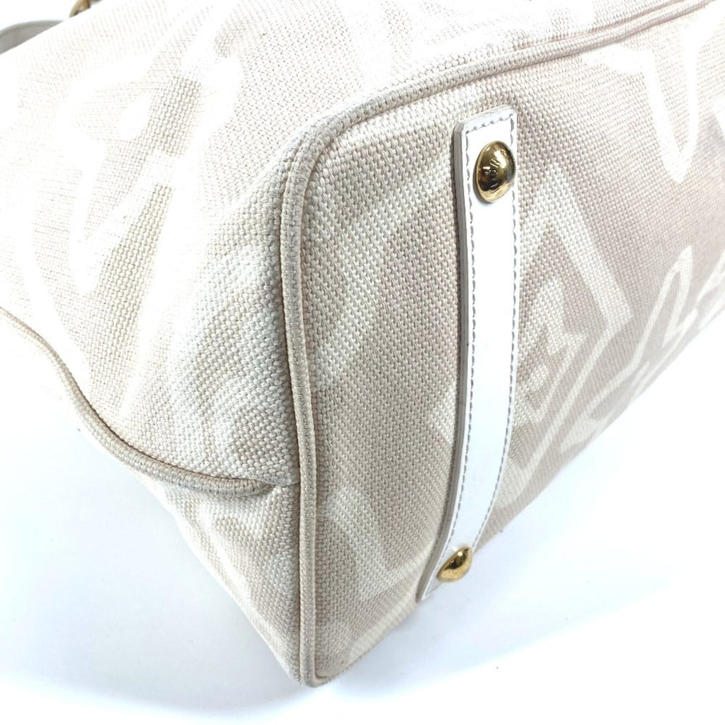 Louis Vuitton Beige Leather Canvas Shoulder Bag Tote Bag (Pre-Owned)