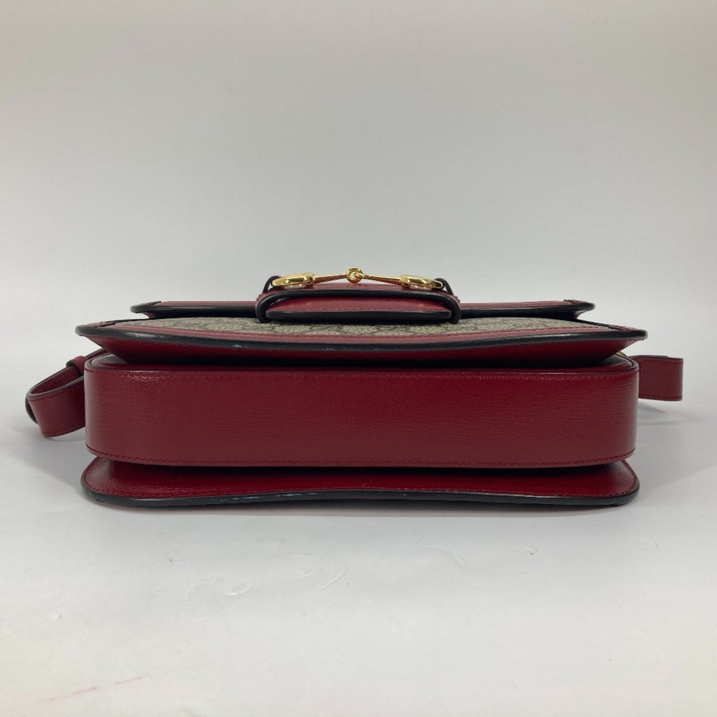 Gucci Beige Red Color Gg Supreme Leather Shoulder Bag (Pre-Owned)