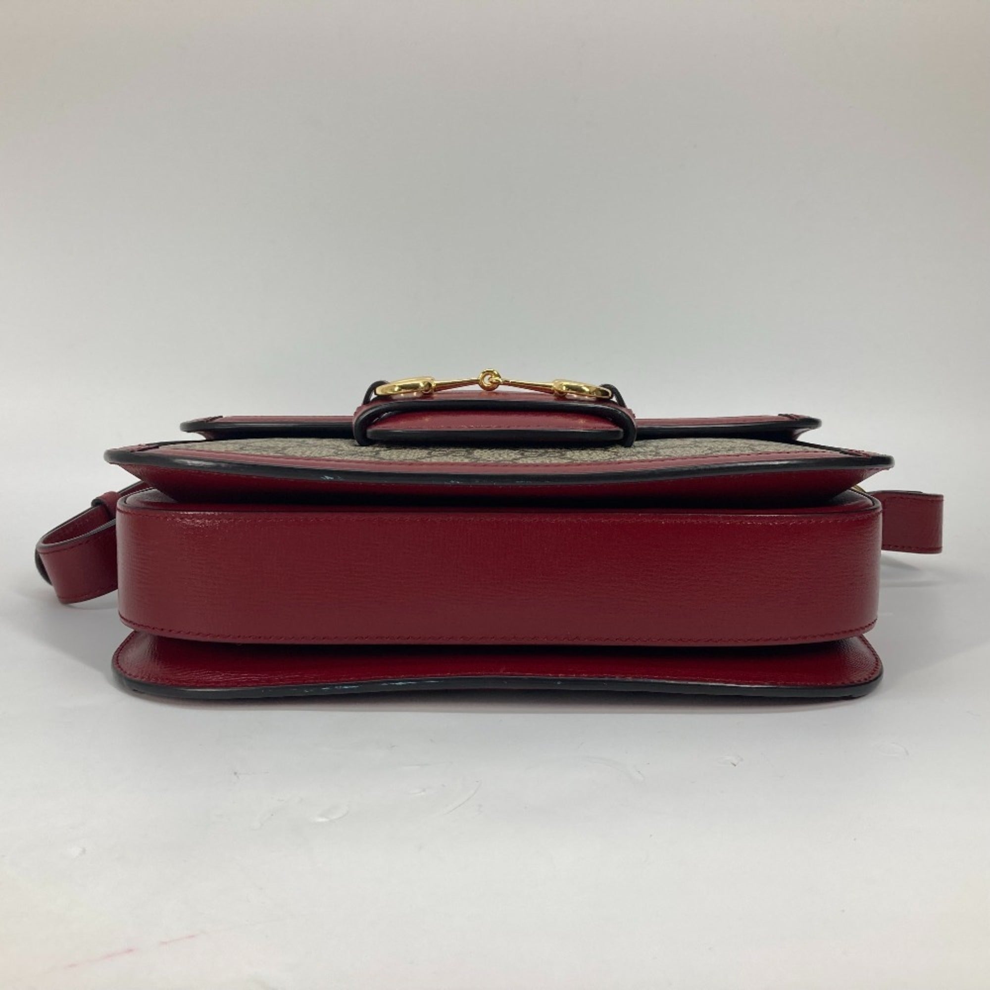 Gucci Beige Red Color Gg Supreme Leather Shoulder Bag (Pre-Owned)
