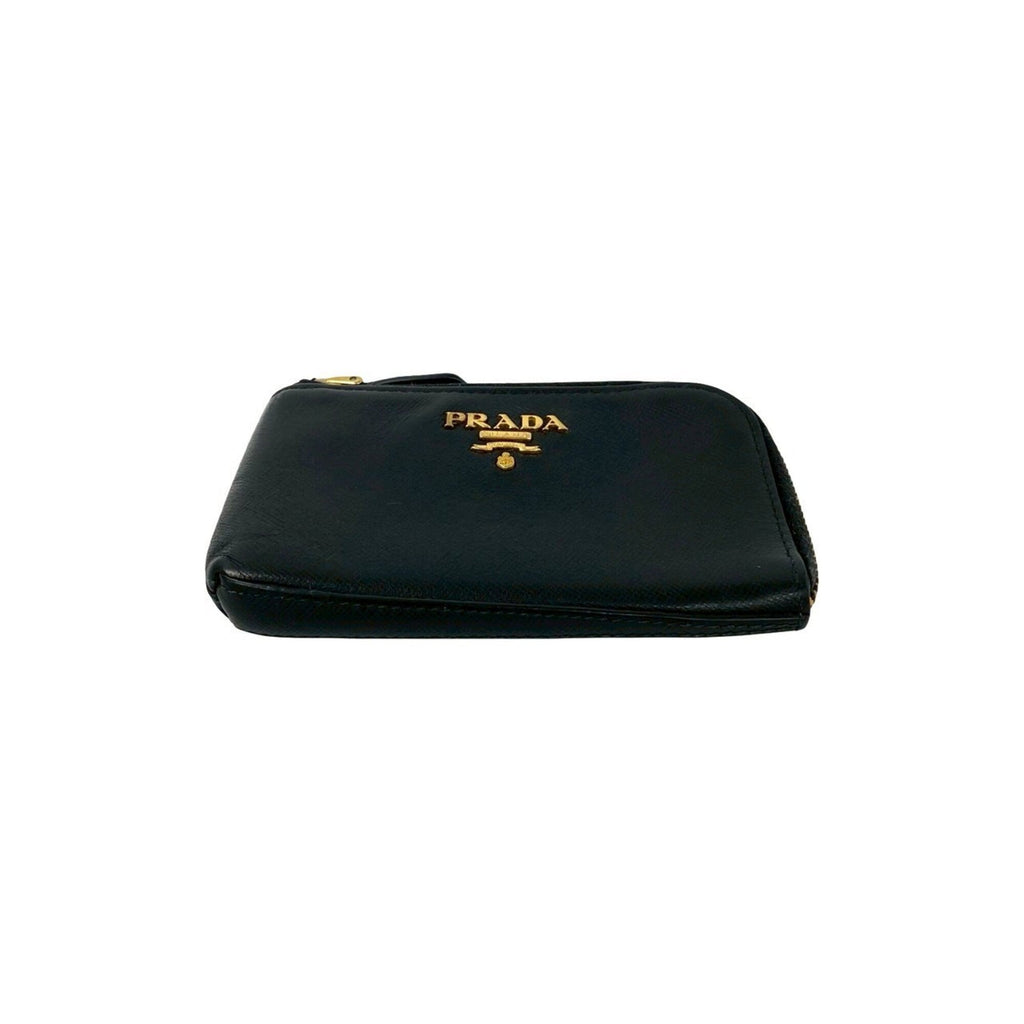 Prada Black Leather Coin Purse/Coin Case (Pre-Owned)