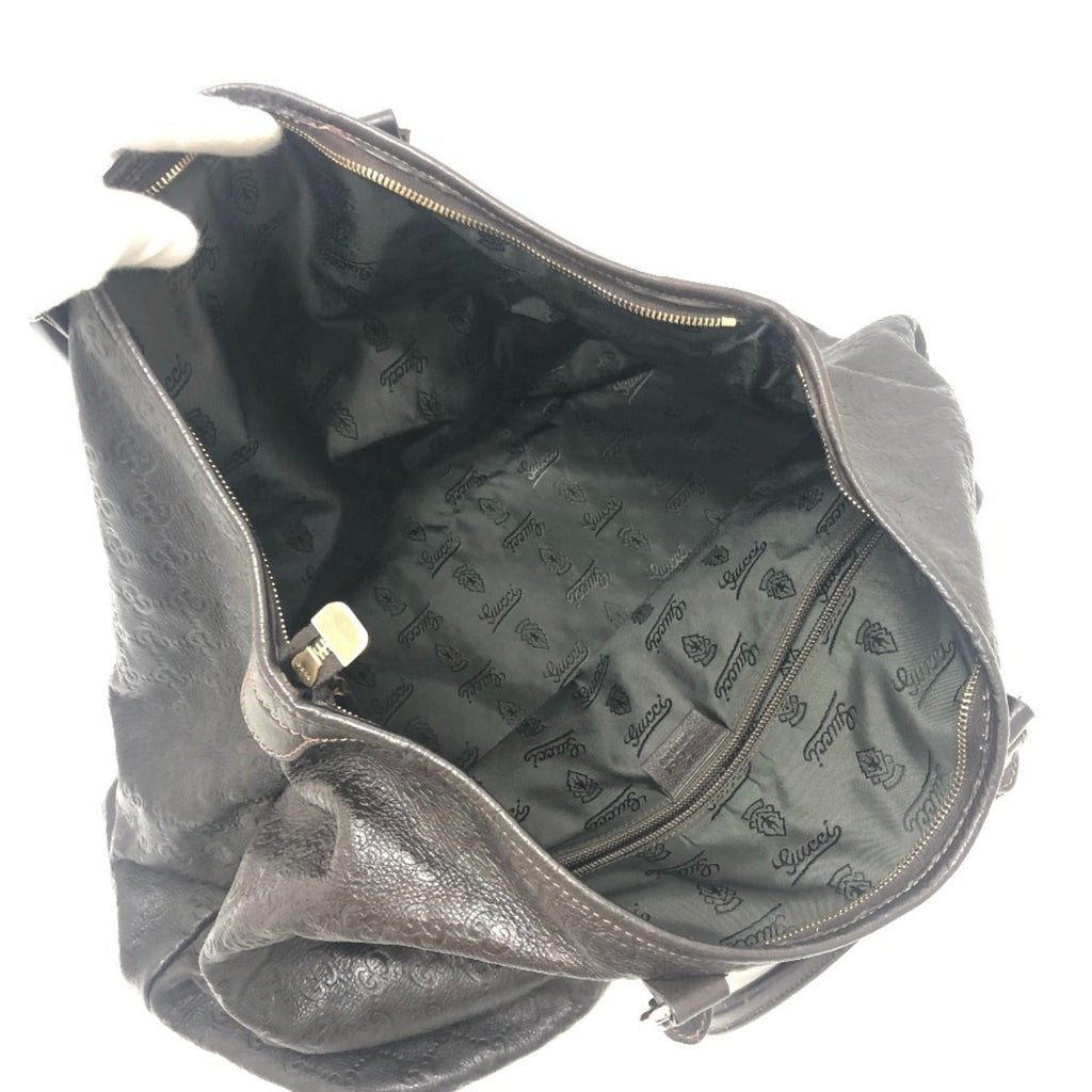 Gucci Brown Leather Handbag Tote Bag (Pre-Owned)