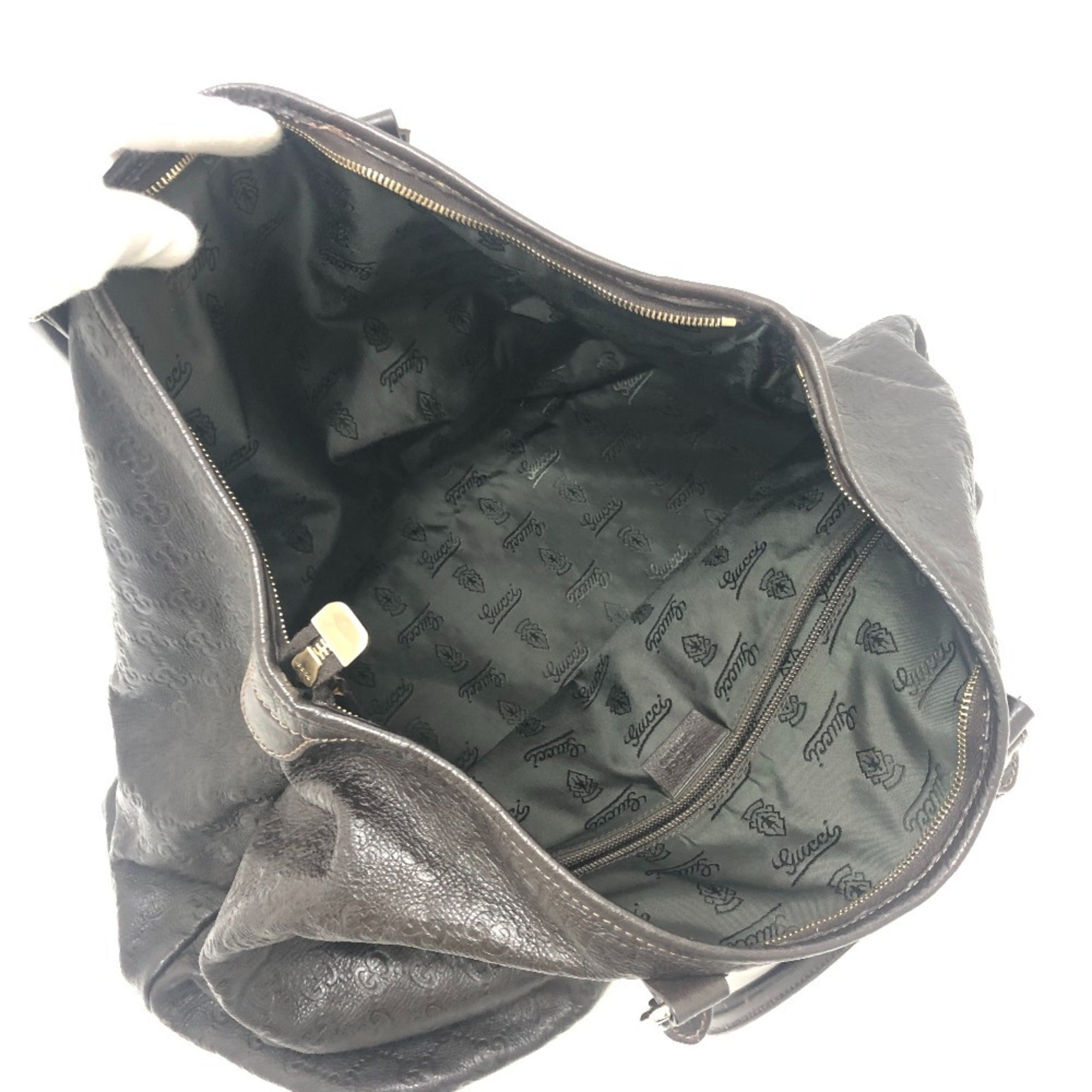 Gucci Brown Leather Handbag Tote Bag (Pre-Owned)