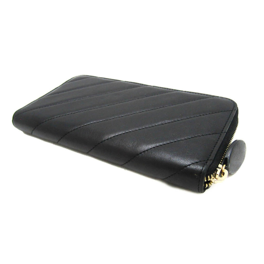 Chanel Black Leather Long Wallet (Bi-Fold) (Pre-Owned)