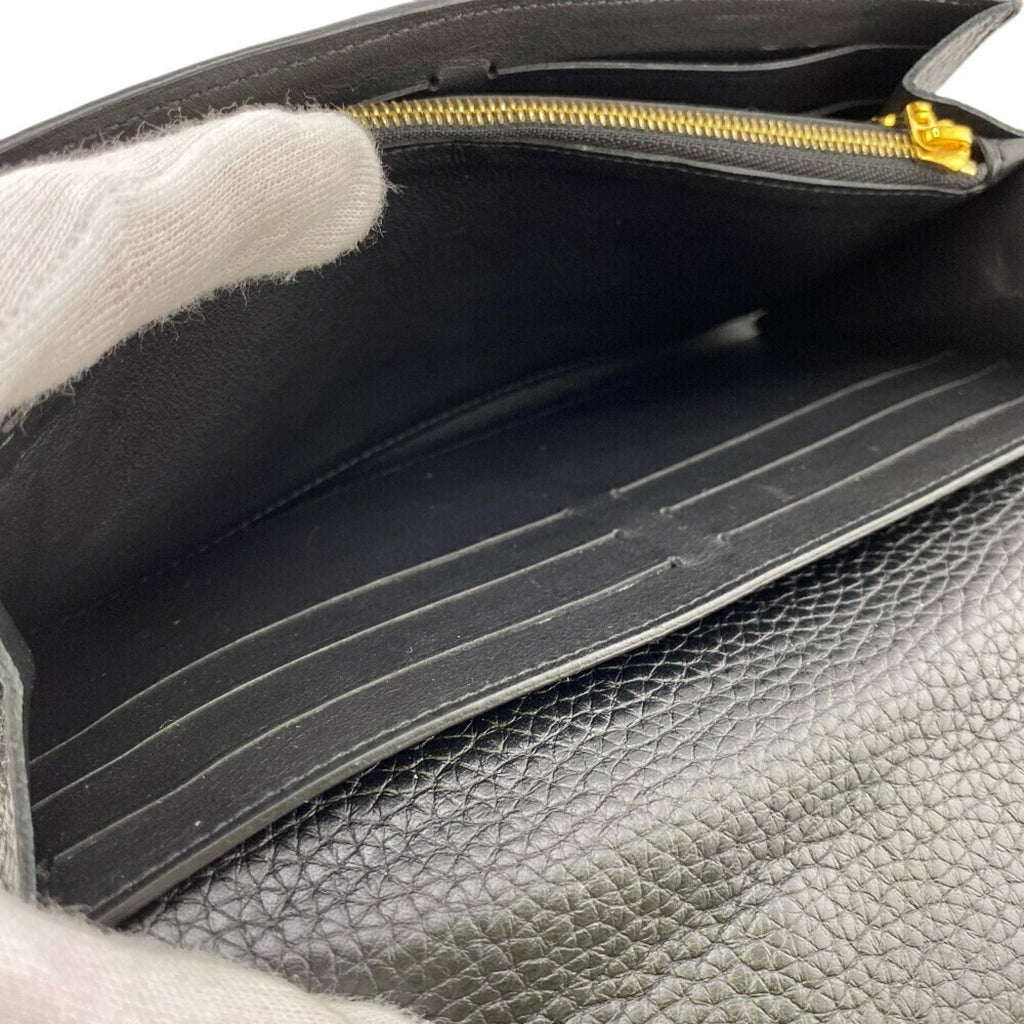 Louis Vuitton Black Leather Long Wallet (Bi-Fold) (Pre-Owned)