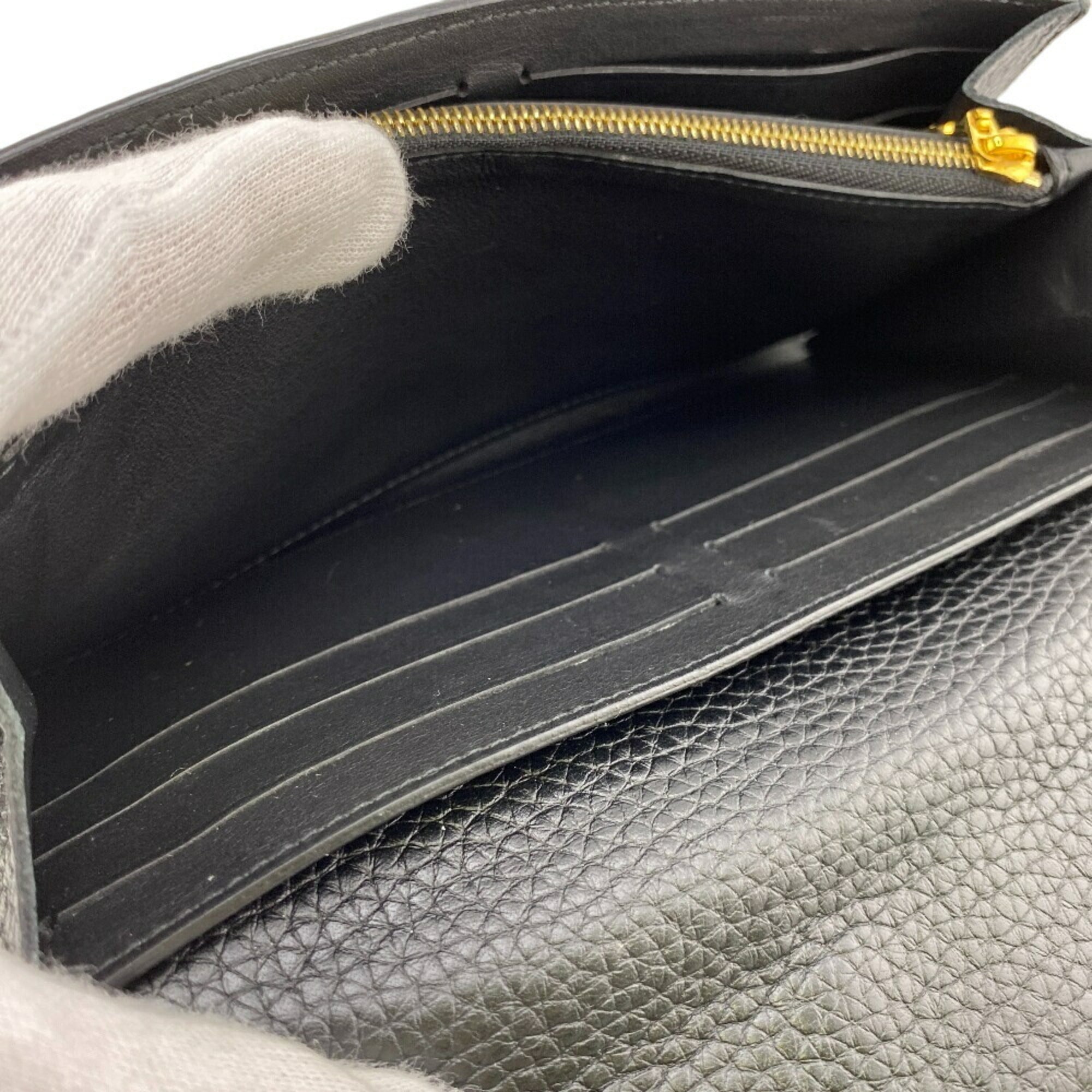 Louis Vuitton Black Leather Long Wallet (Bi-Fold) (Pre-Owned)