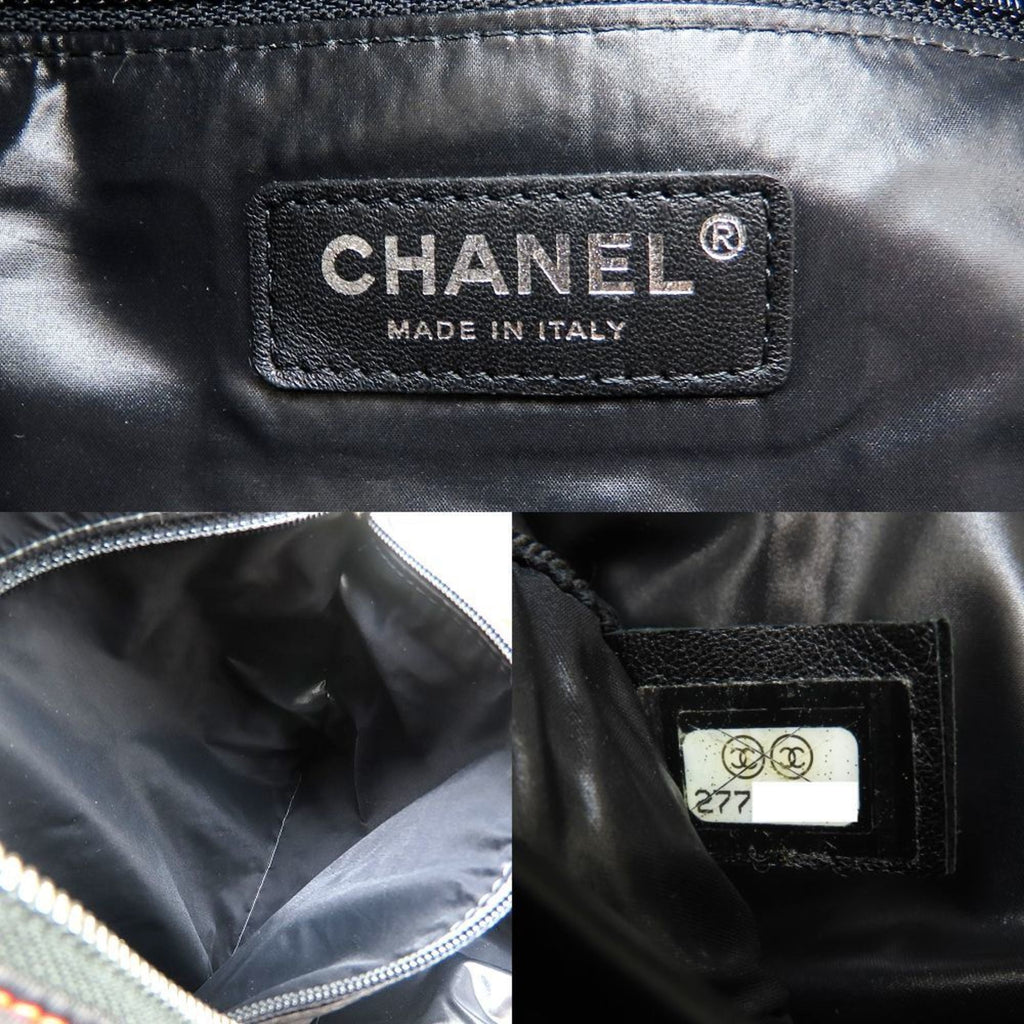 Chanel Black Ivory Pink Nylon Leather Backpack (Pre-Owned)