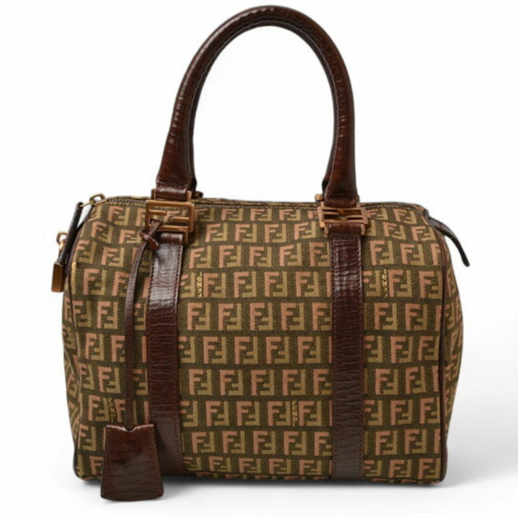 Fendi Zucca Khaki Brown Zucca Canvas Handbag (Pre-Owned)