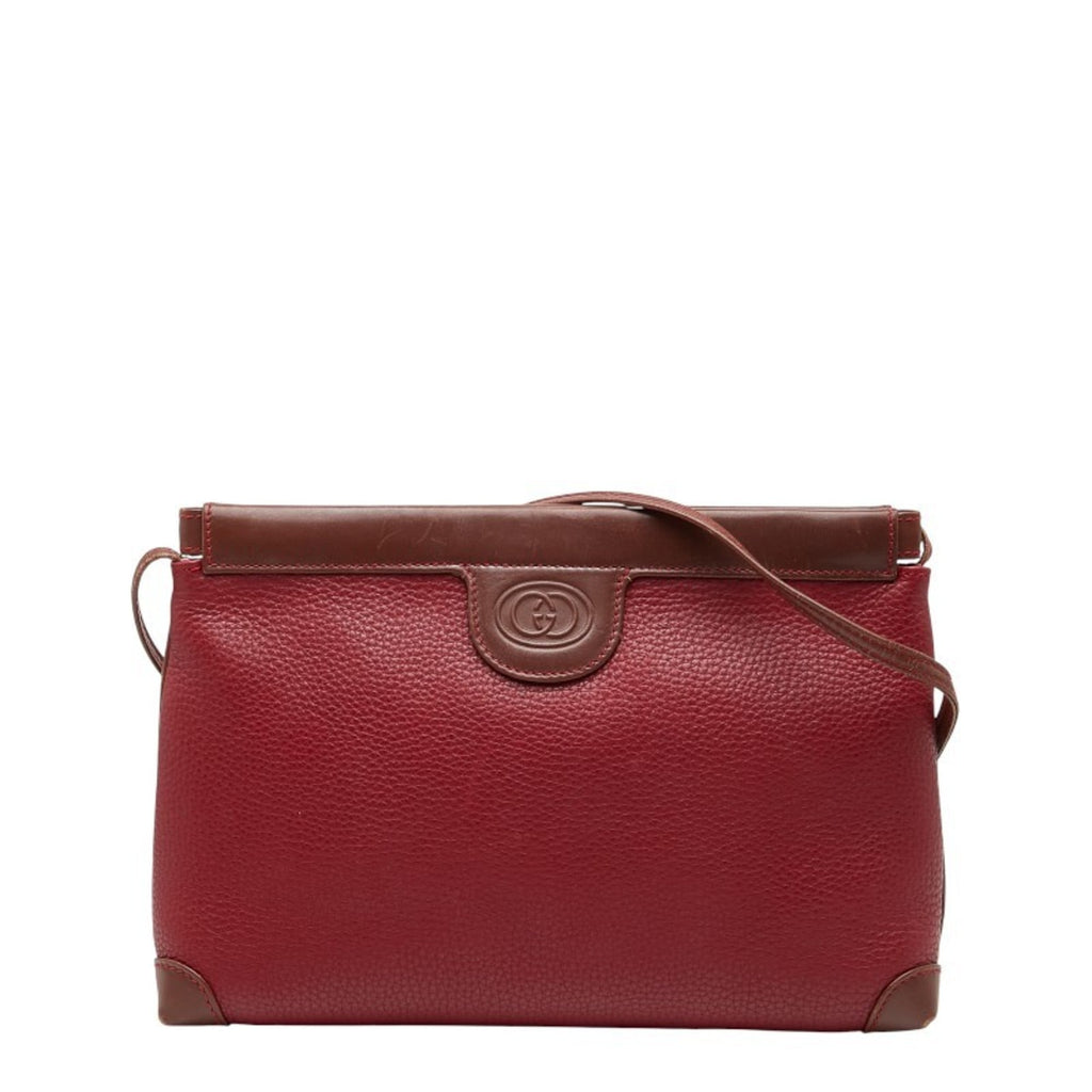 Gucci Red Brown Leather Shoulder Bag (Pre-Owned)