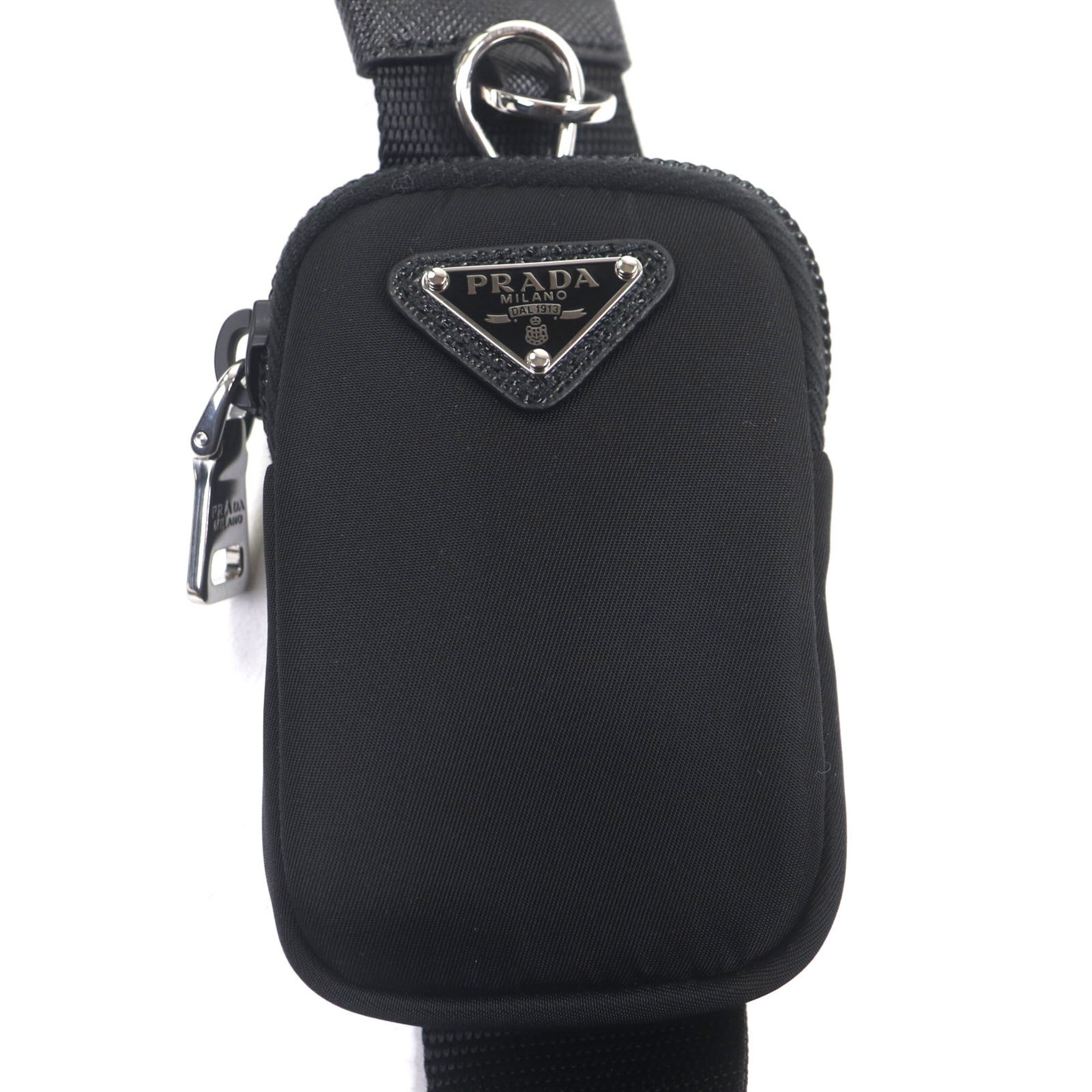 Prada Black Nylon Saffiano Triangle Pouch Shoulder Bag (Pre-Owned)