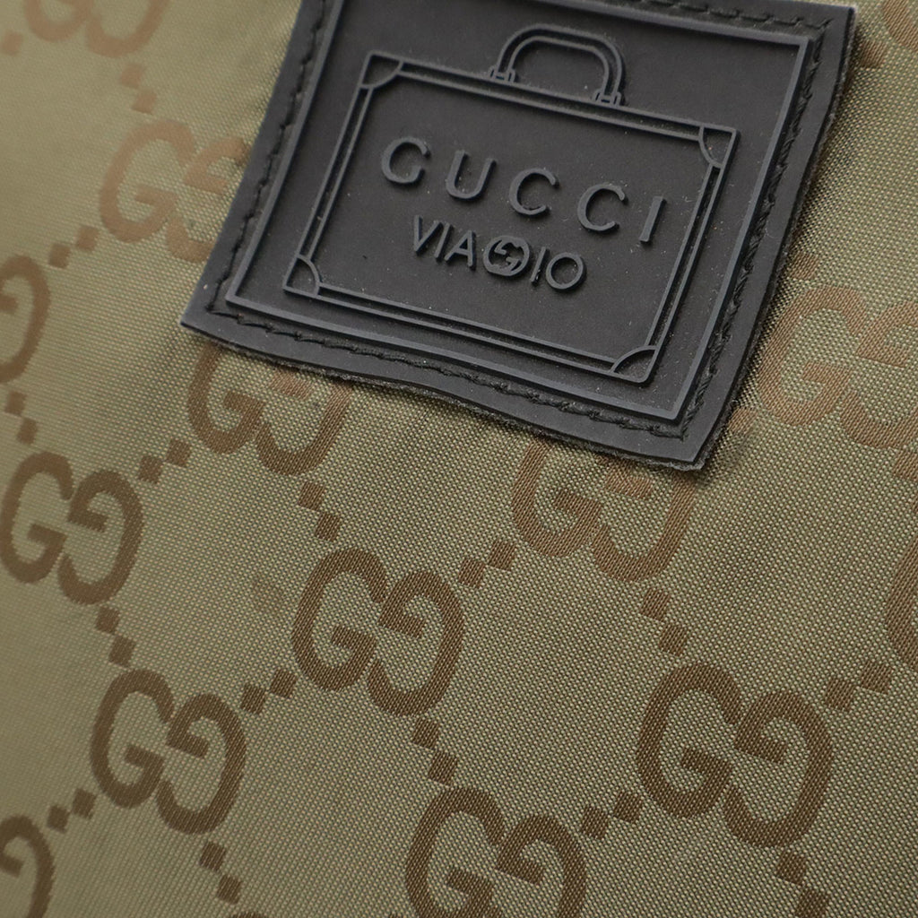 Gucci Green Khaki Nylon Leather Clutch Bag Pouch (Pre-Owned)