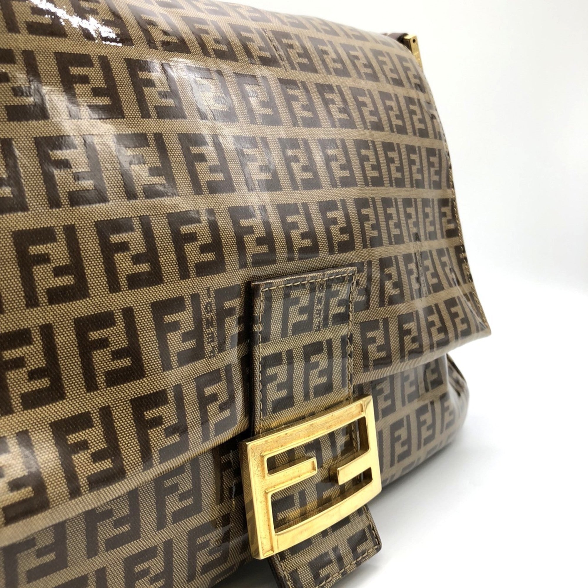 Fendi Zucchino Brown Nylon Shoulder Bag (Pre-Owned)