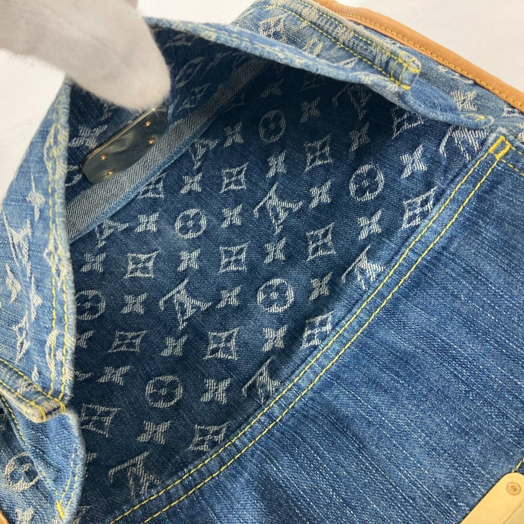 Louis Vuitton Blue Yellow Monogram Denim Shoulder Bag Tote Bag (Pre-Owned)