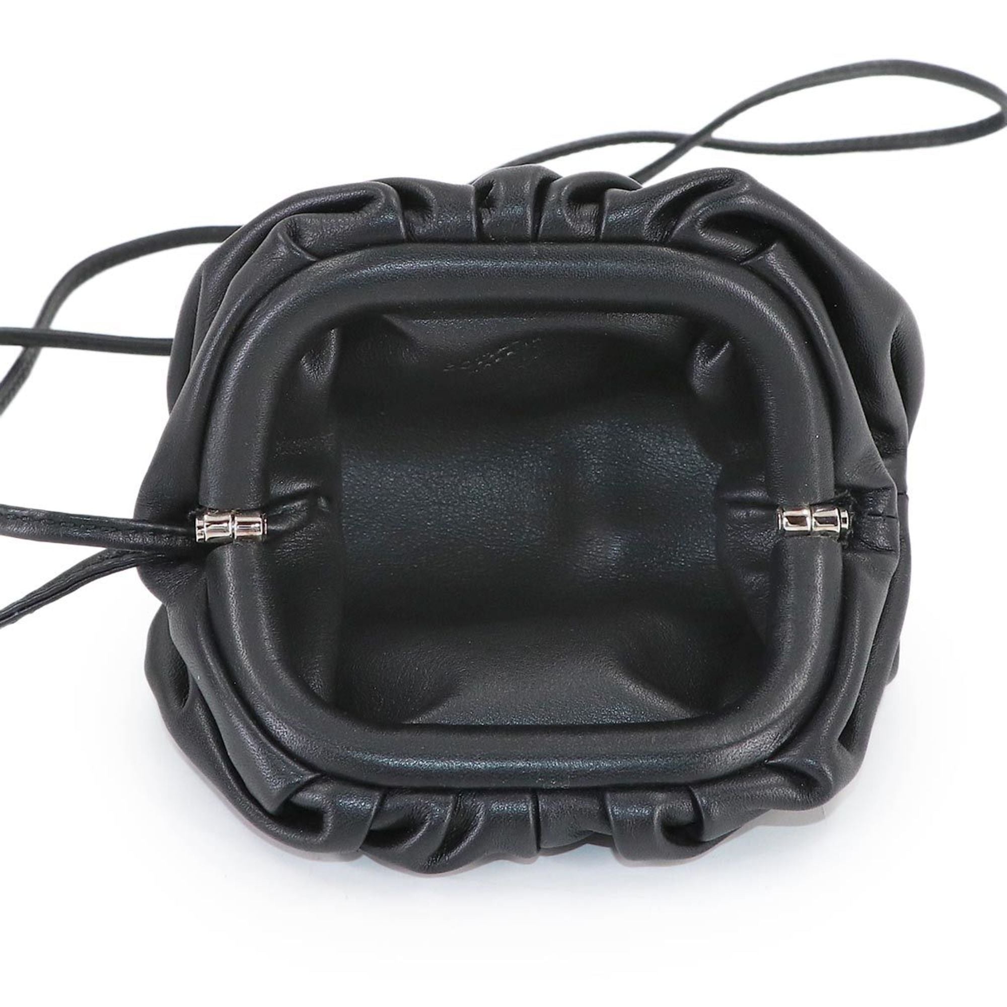 Bottega Veneta Black Leather Coin Purse/Coin Case (Pre-Owned)