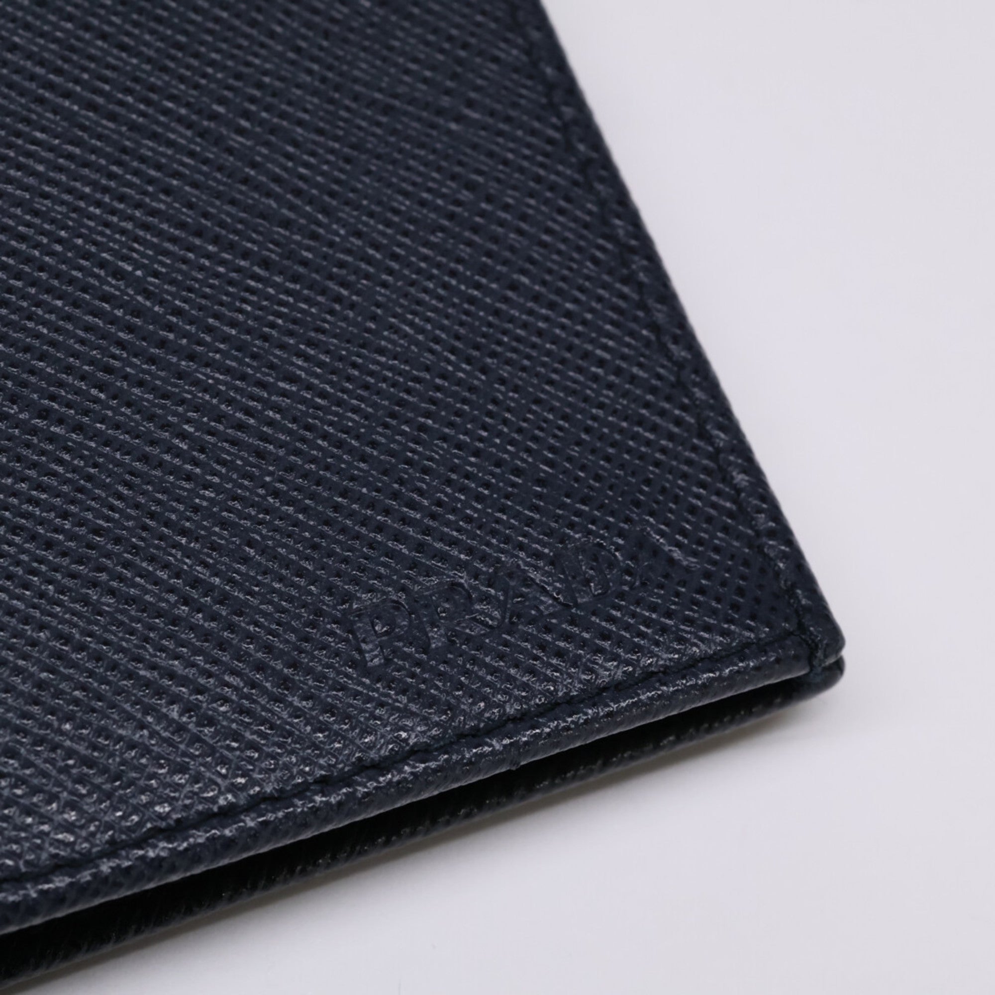 Prada Navy Leather Long Wallet (Bi-Fold) (Pre-Owned)