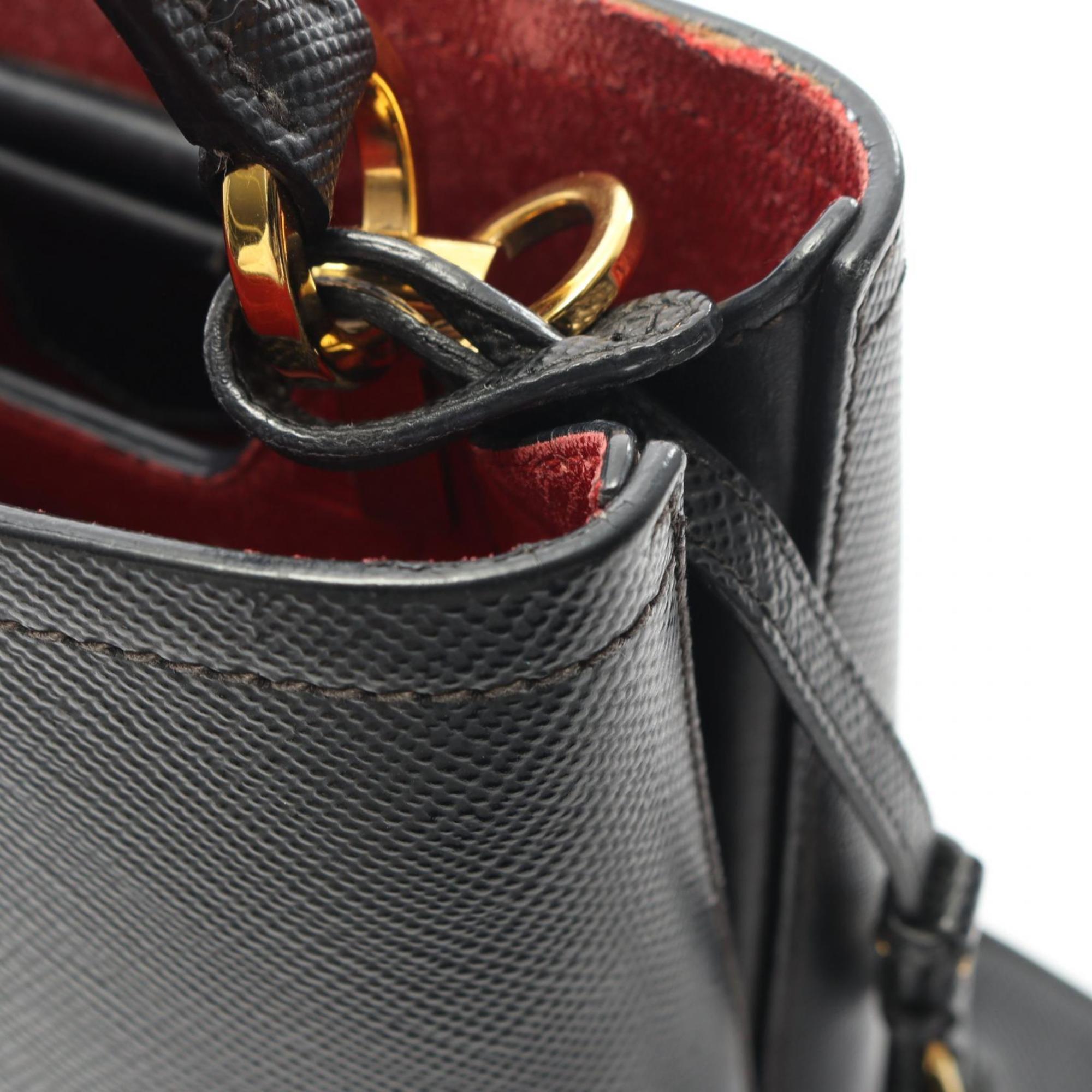 Prada Saffiano Black Leather Handbag (Pre-Owned)