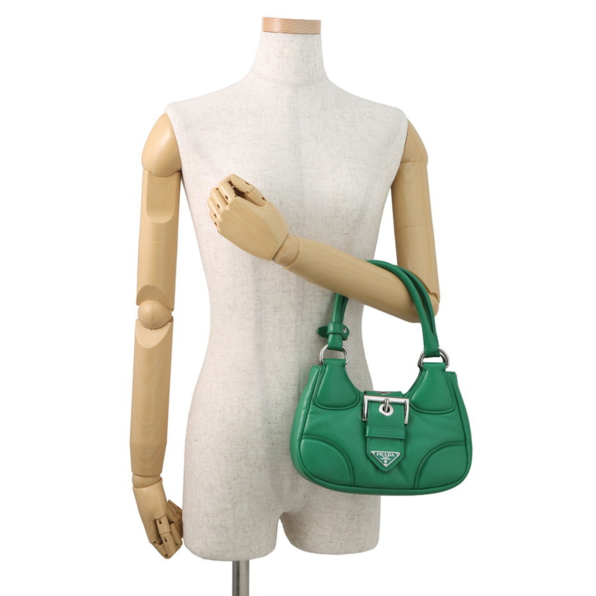 Prada Green Leather Handbag Shoulder Bag (Pre-Owned)