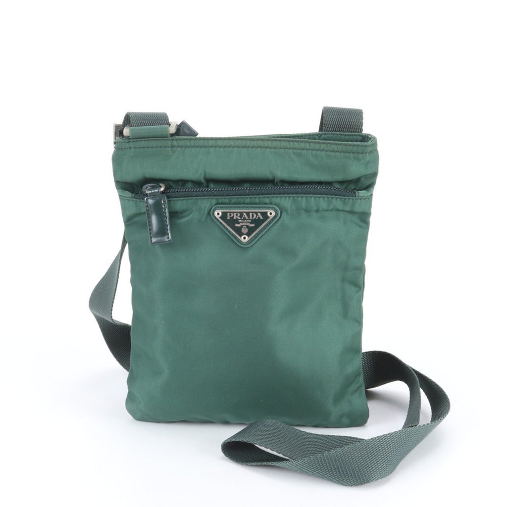 Prada Green Nylon Leather Shoulder Bag (Pre-Owned)